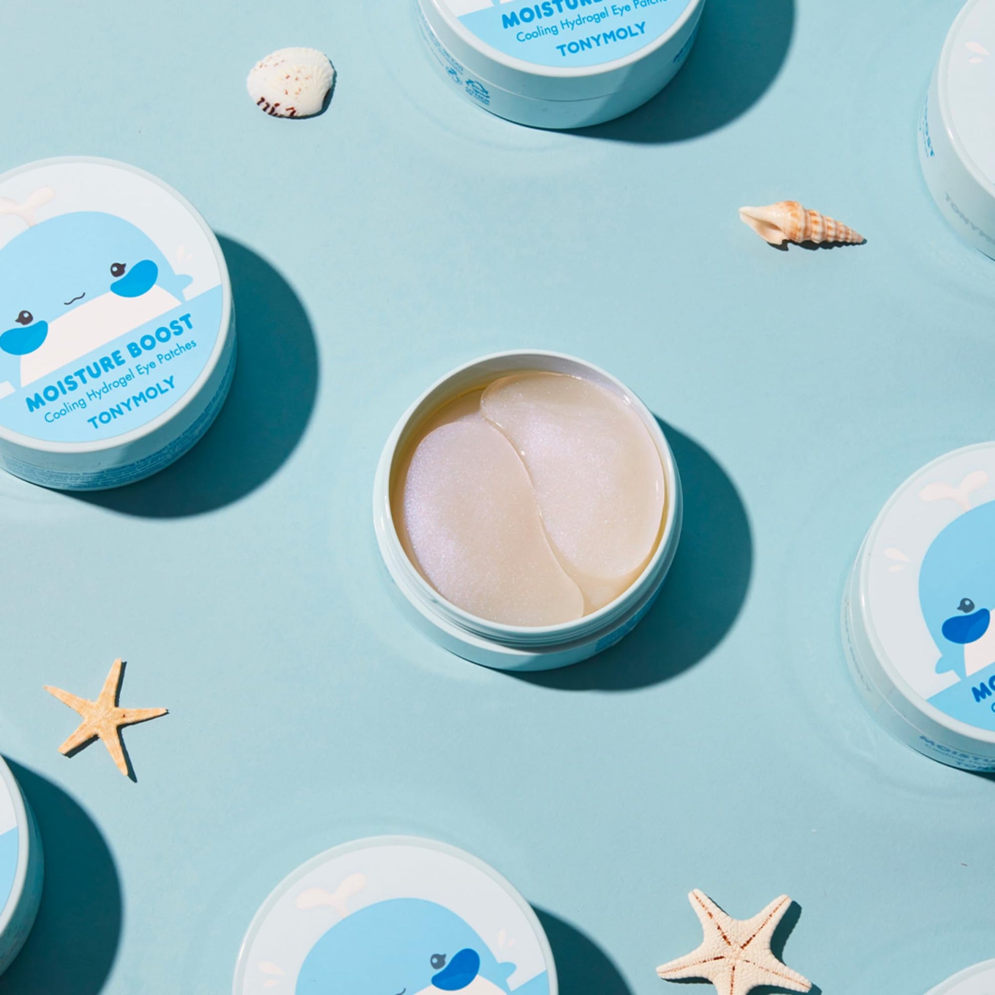 Authentic TONYMOLY skincare imported eye patches for depuffing tired skin.