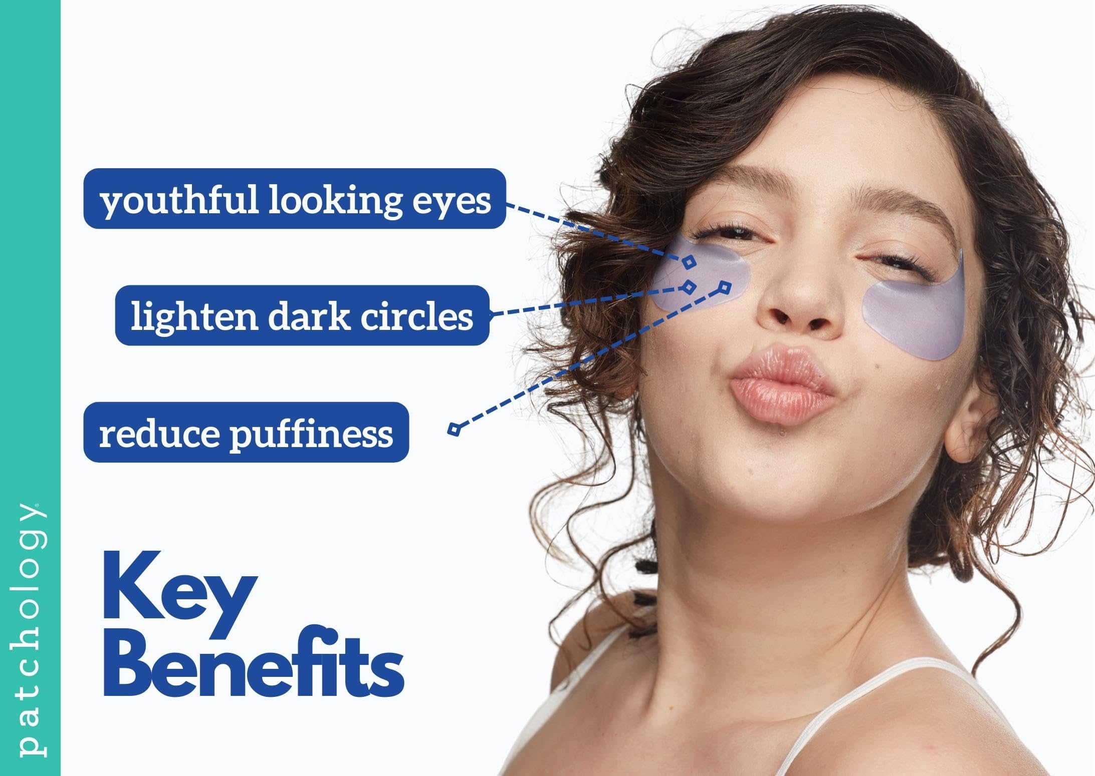 Patchology overnight anti-aging hydrogel eye masks container with thirty pairs of cooling pads