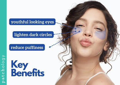 Patchology overnight anti-aging hydrogel eye masks container with thirty pairs of cooling pads