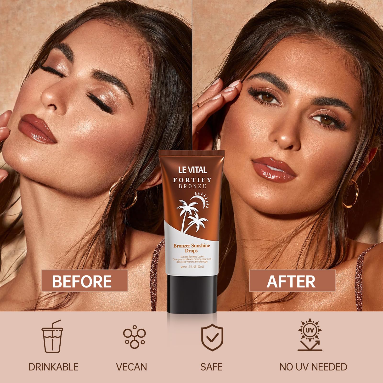 Le Vital self-tanning gel bottles showing packaging design
