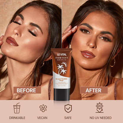 Le Vital self-tanning gel bottles showing packaging design