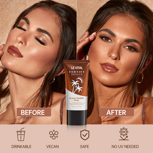Le Vital self-tanning gel bottles showing packaging design