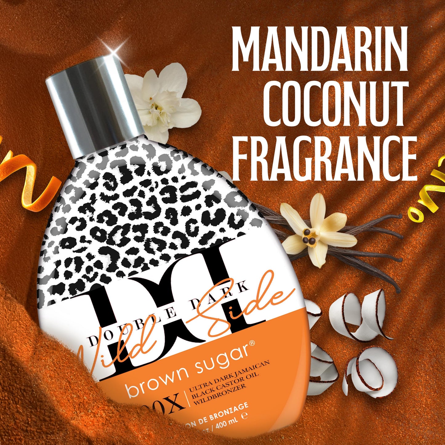 Top view of Brown Sugar 400X Wildbronzer tanning lotion
