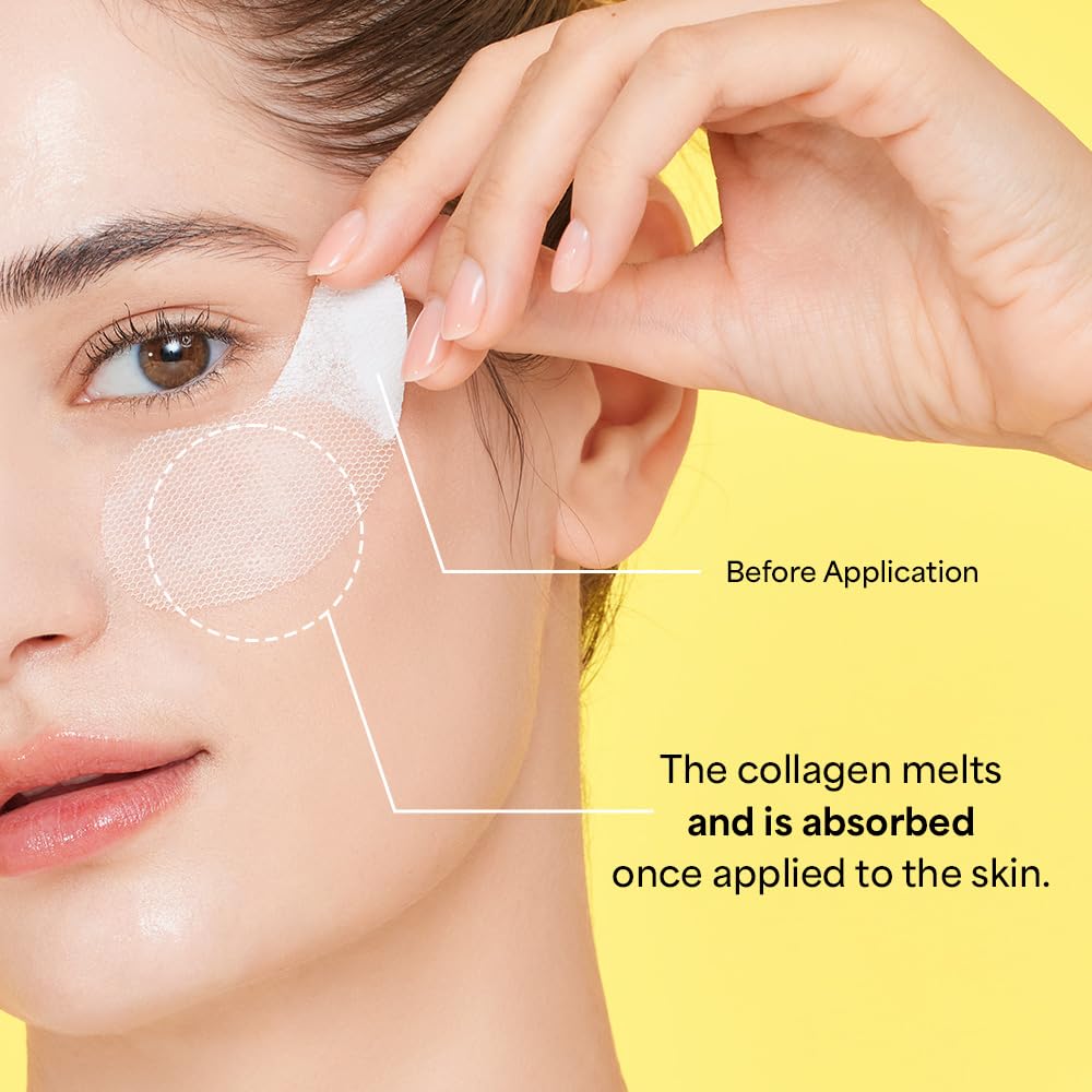 Glutathione and nano-collagen treatment patch applied to the neck for wrinkle care.