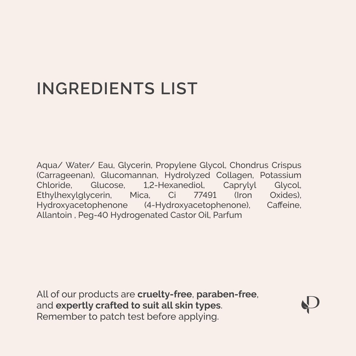 Back label of Plantifique eye patches detailing ingredients and directions