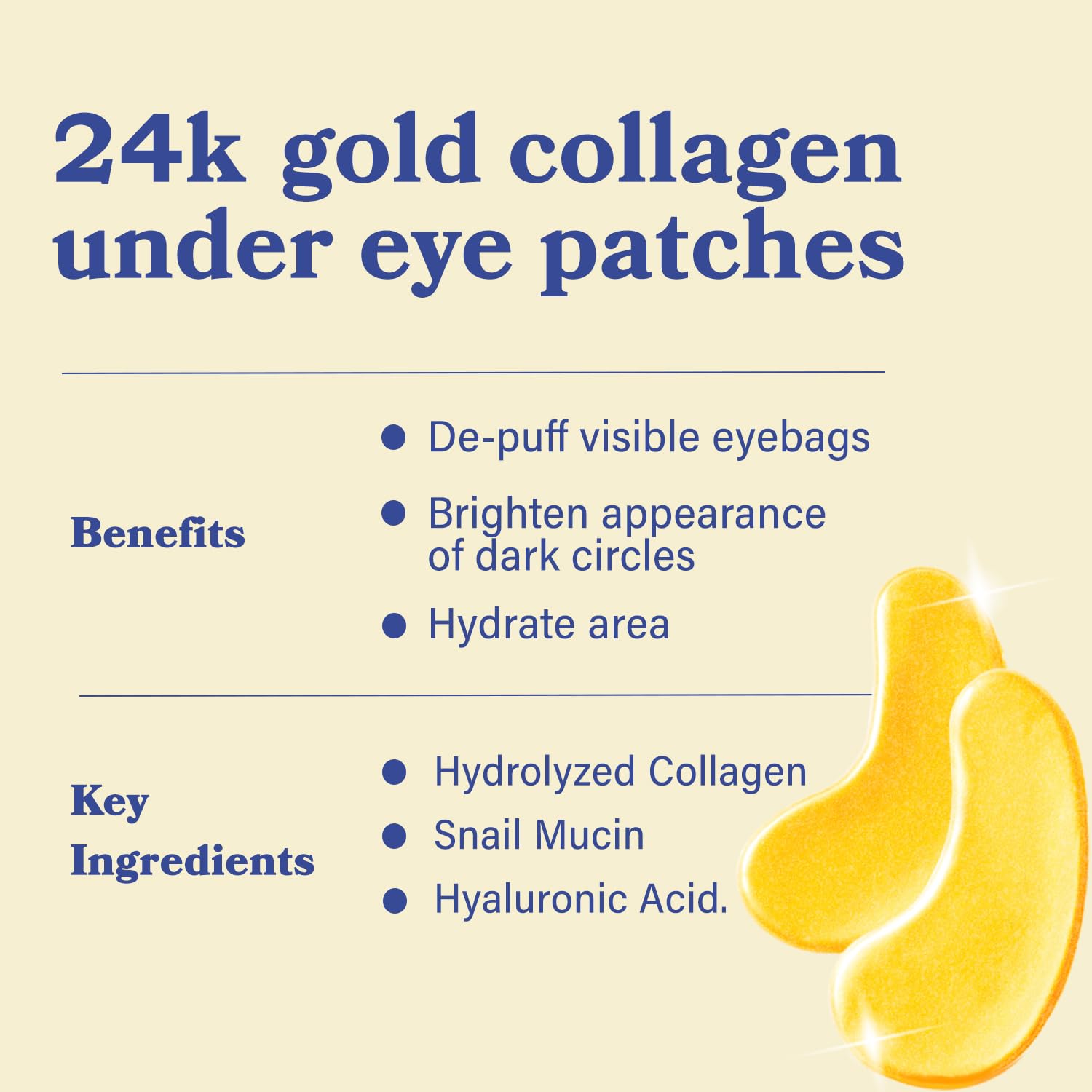 LE GUSHE hydrogel eye patches applied under the eyes for dark circles treatment.