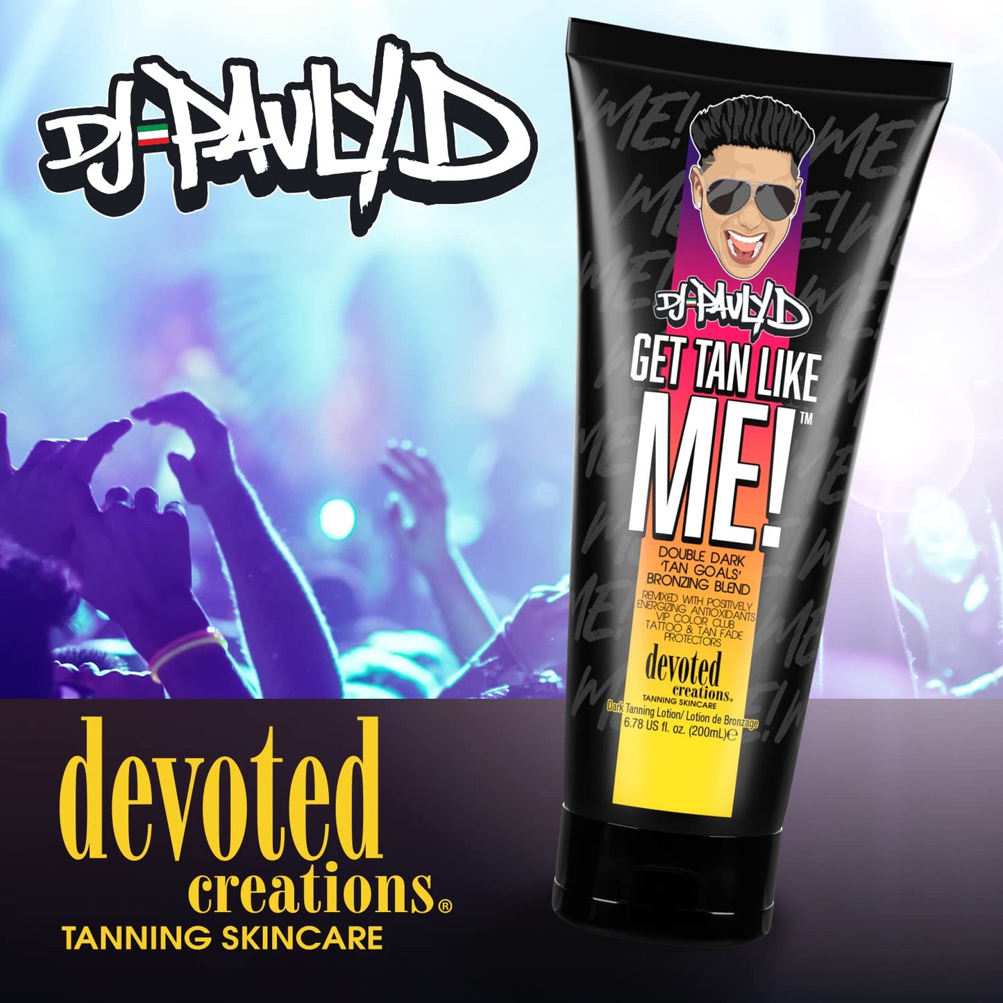 Back label of Pauly D tanning lotion showing ingredients