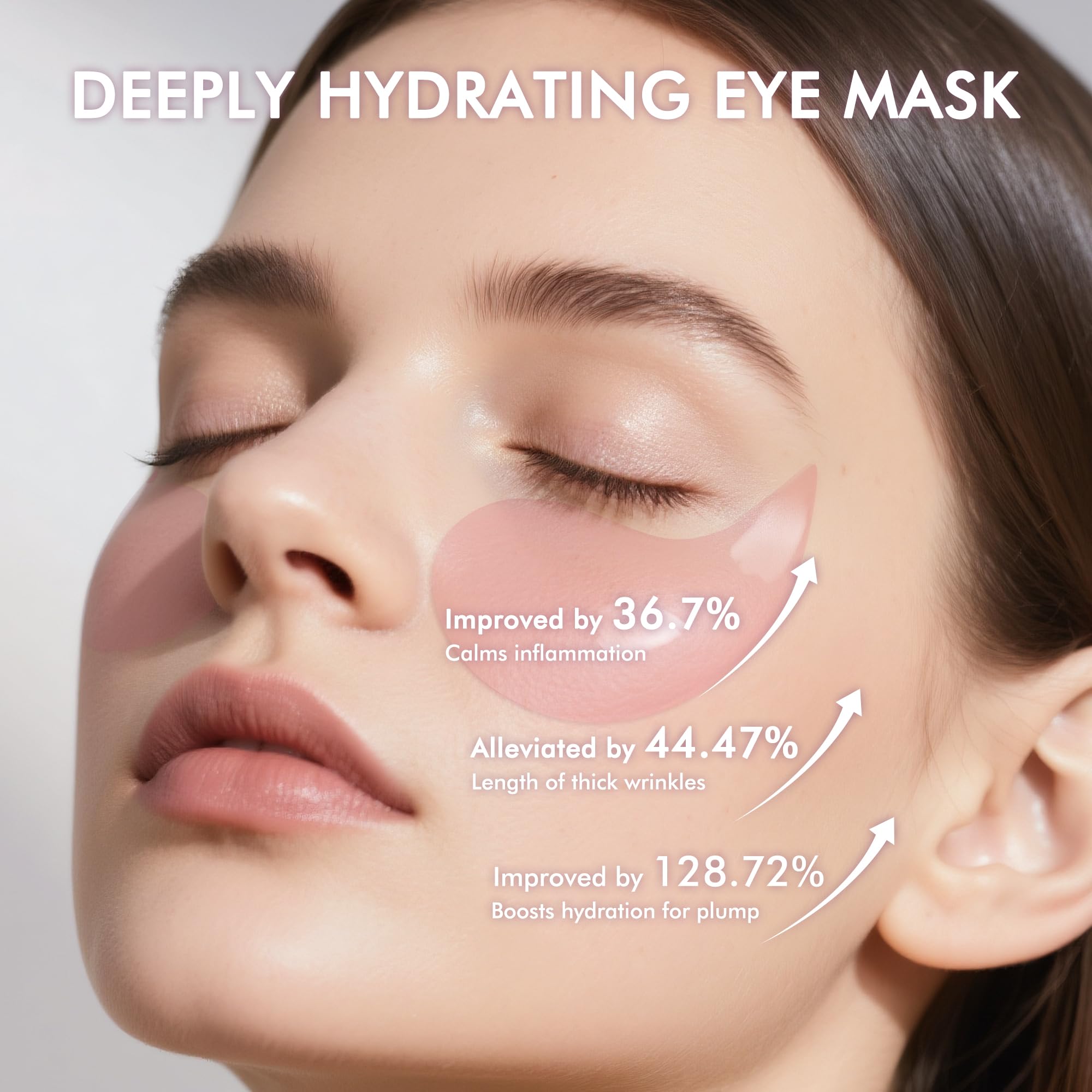 Close-up view of the hydrogel texture of the rose-infused under-eye skin patches.