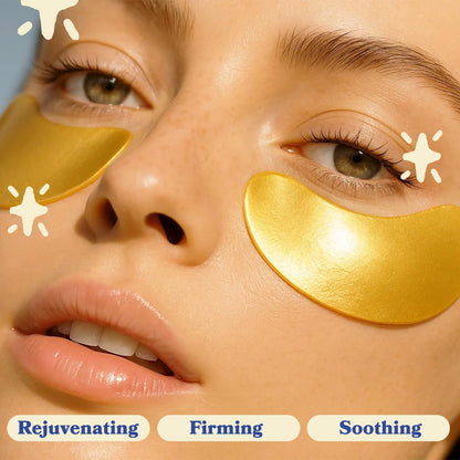 De-puffing eye treatment pads being removed from their protective foil packaging.