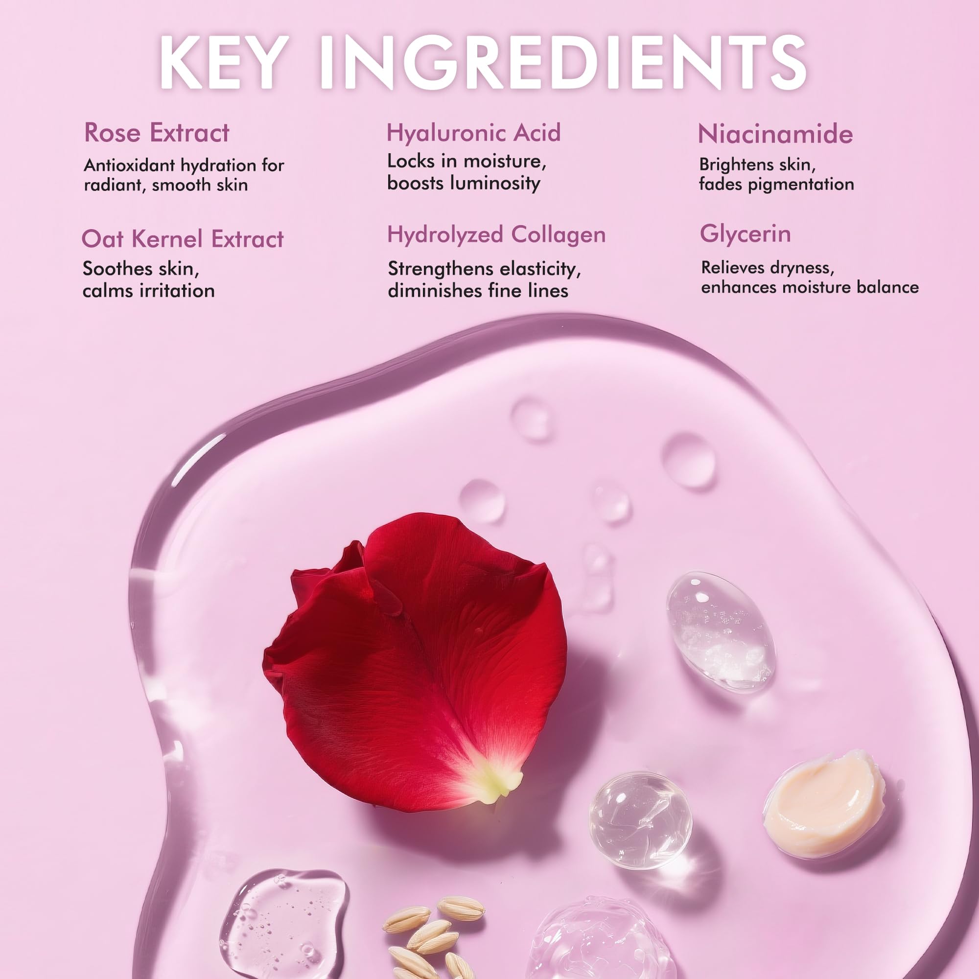 Authentic USA imported skincare container showing active ingredients including niacinamide and hyaluronic acid.