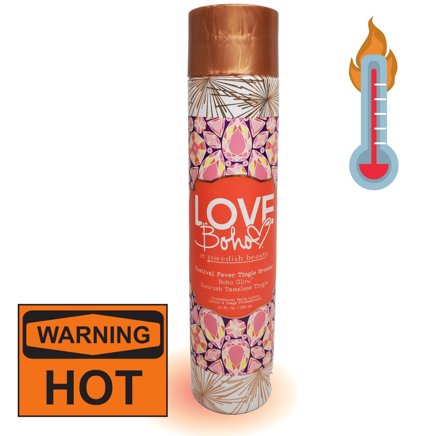 Back label of Swedish Beauty Love Boho Festival Fever tanning lotion
