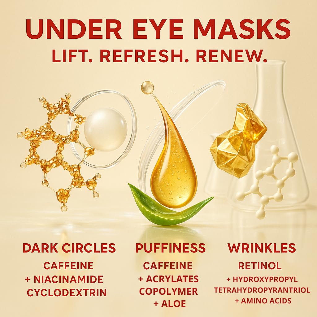Close up view of the authentic GONIM triple collagen lifting eye patch pouch contents.