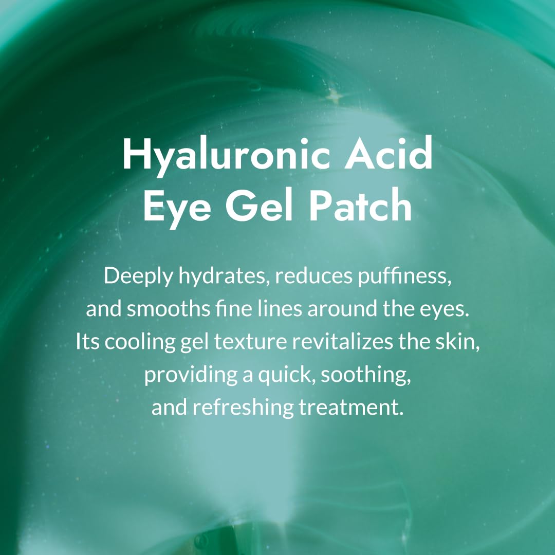 Open jar of Mizon hydrogel under eye masks displaying the blue hydrating jelly patches and spatula
