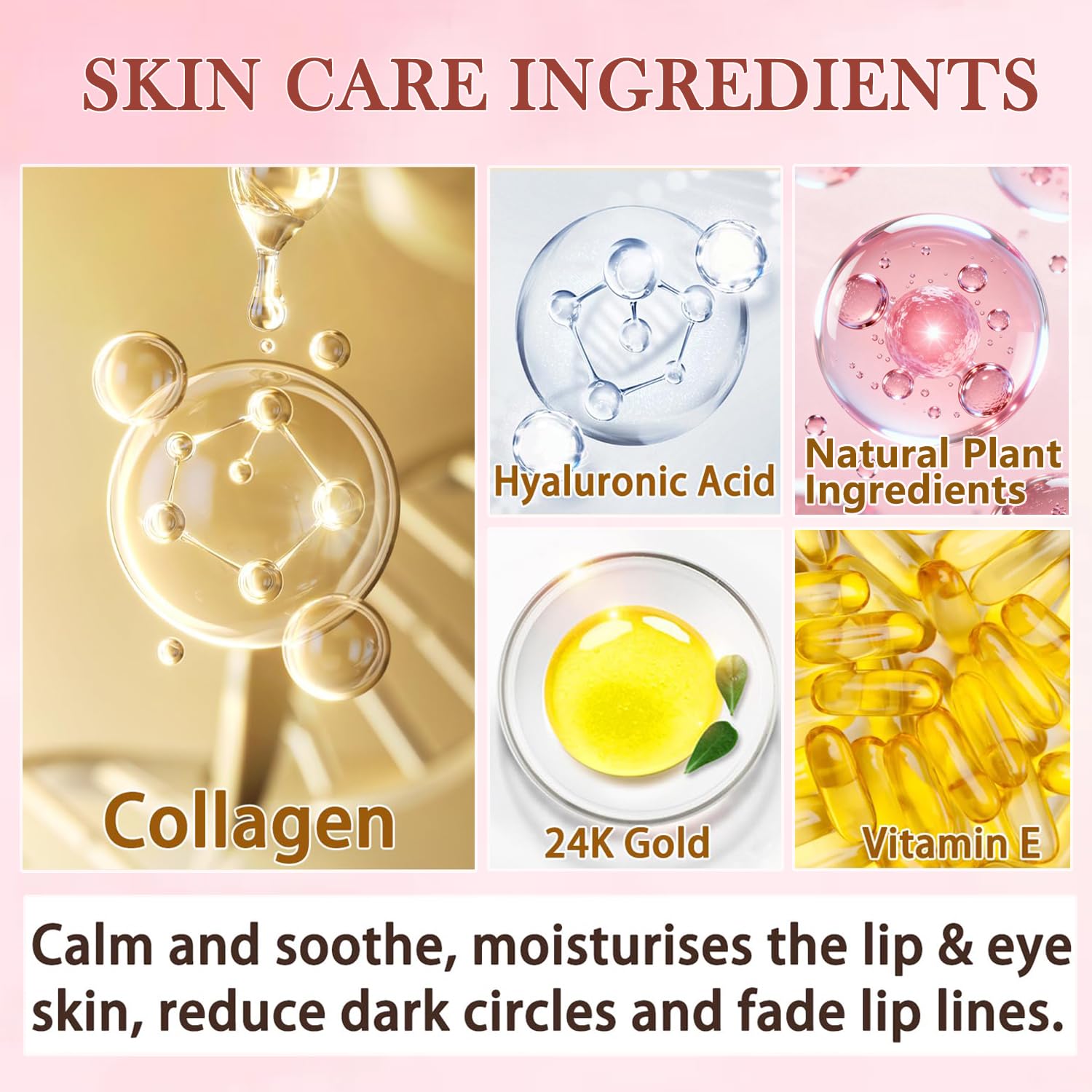 Close up view of the Yishifa crystal collagen gold eye mask for puffiness.