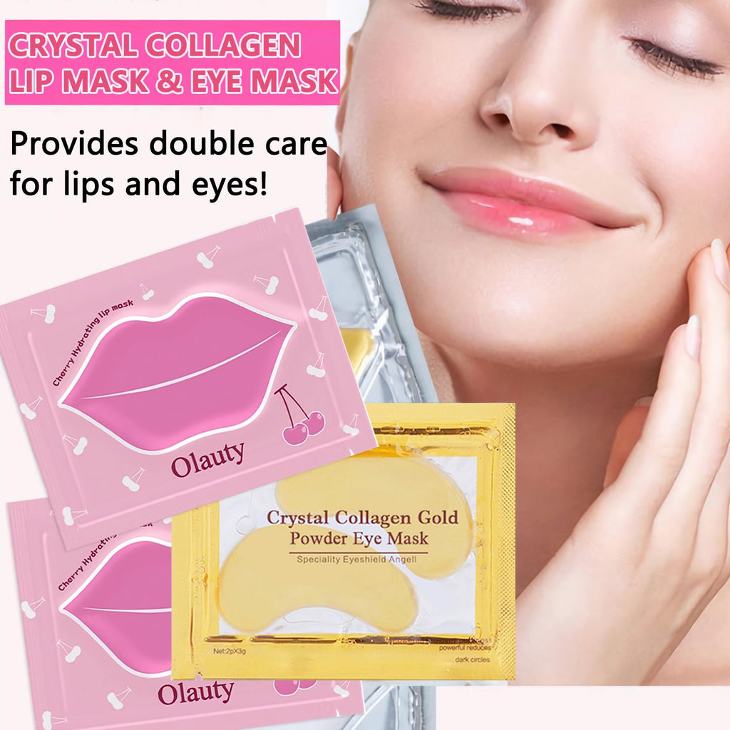 Applying cherry lip patches for dry skin moisturization.
