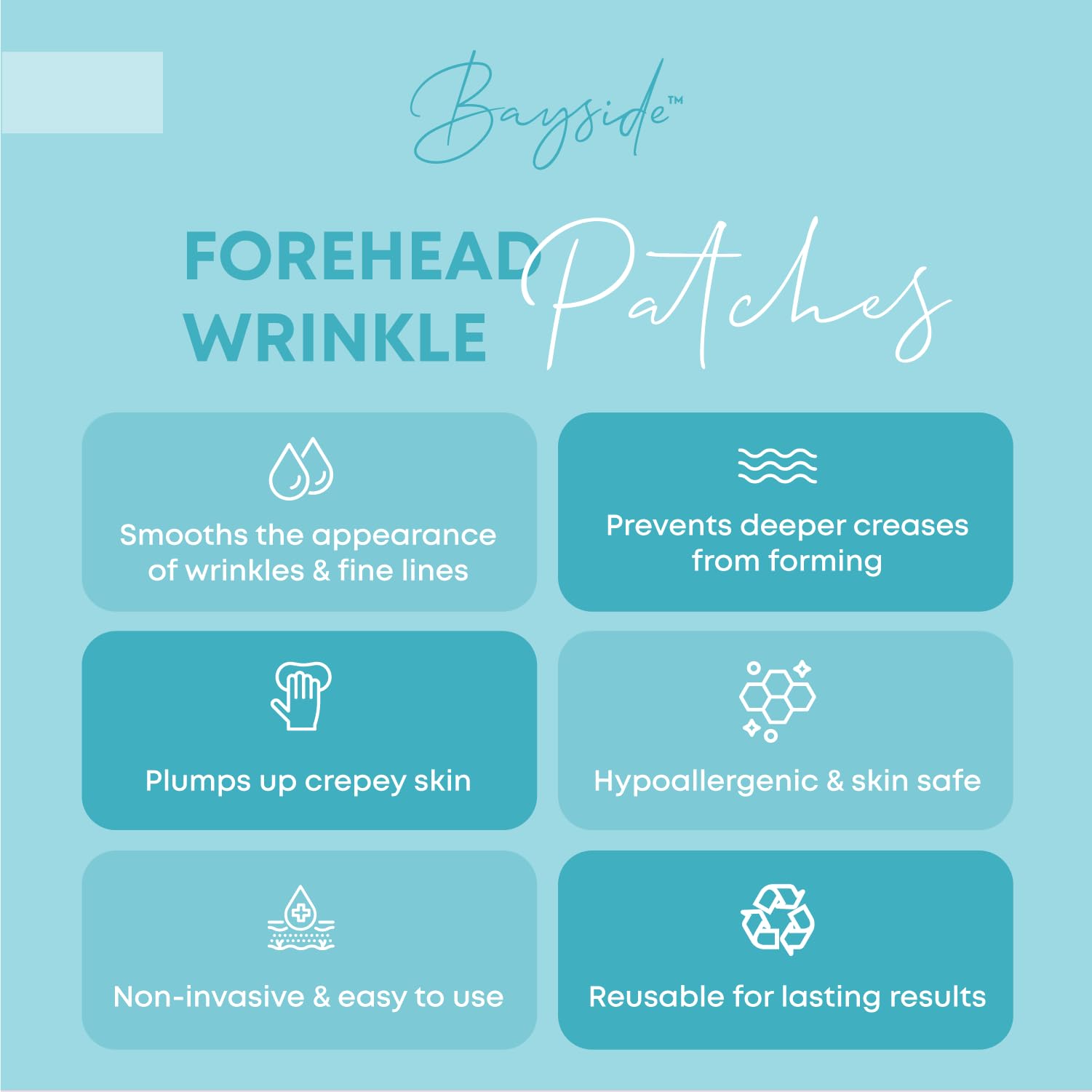 Sweat resistant anti aging face tape treatment for forehead lines and expression creases