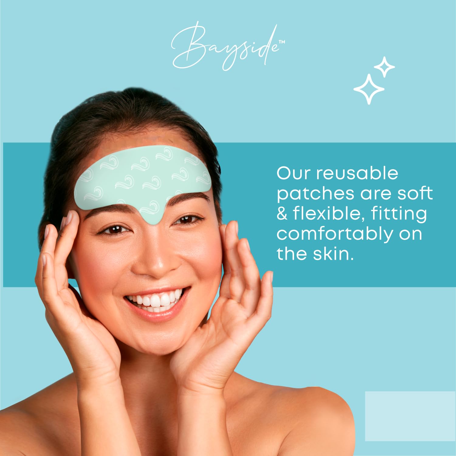 Close up of the gentle premium silicone texture of the Bayside overnight forehead patch