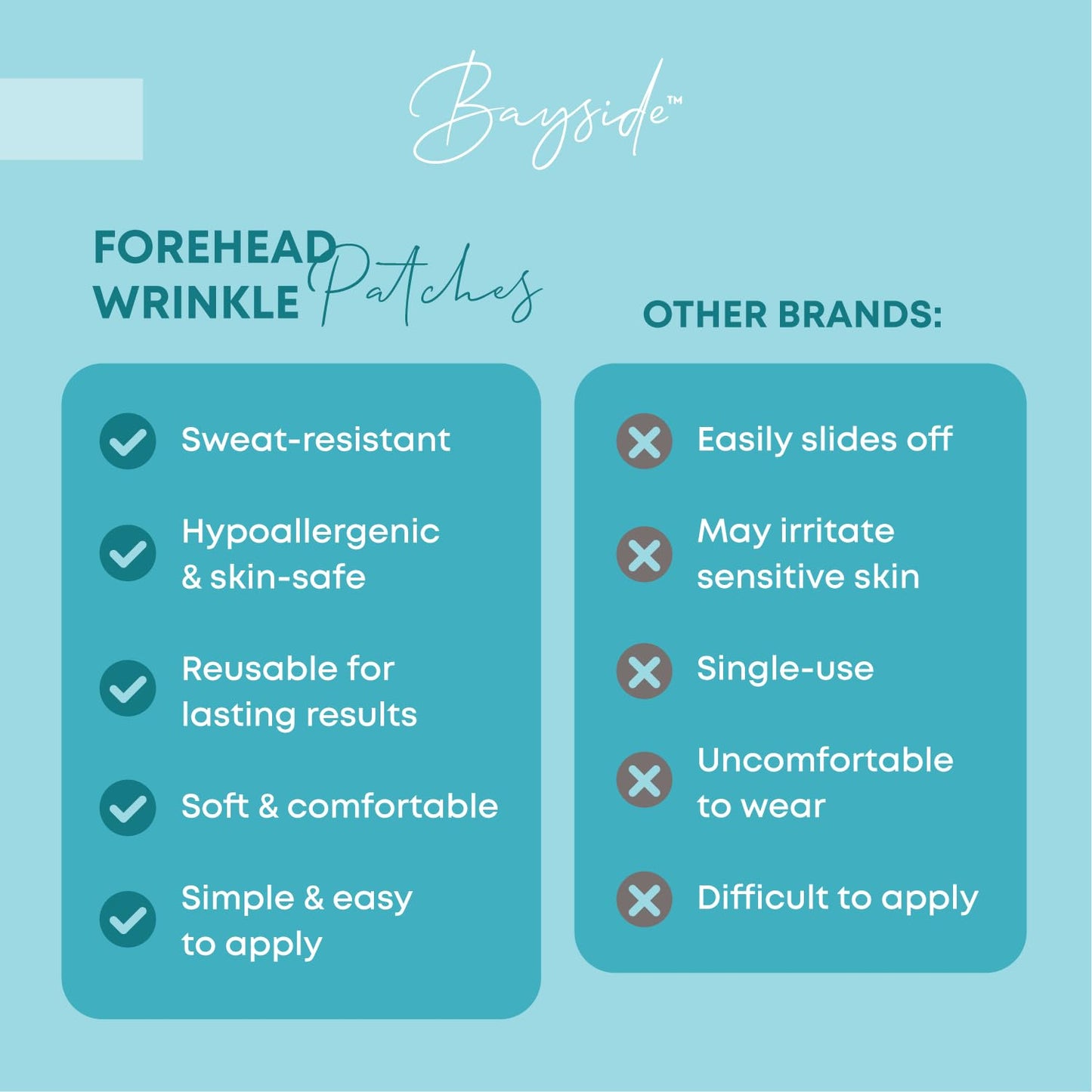 Authentic USA imported Bayside forehead wrinkle patch with storage container for travel