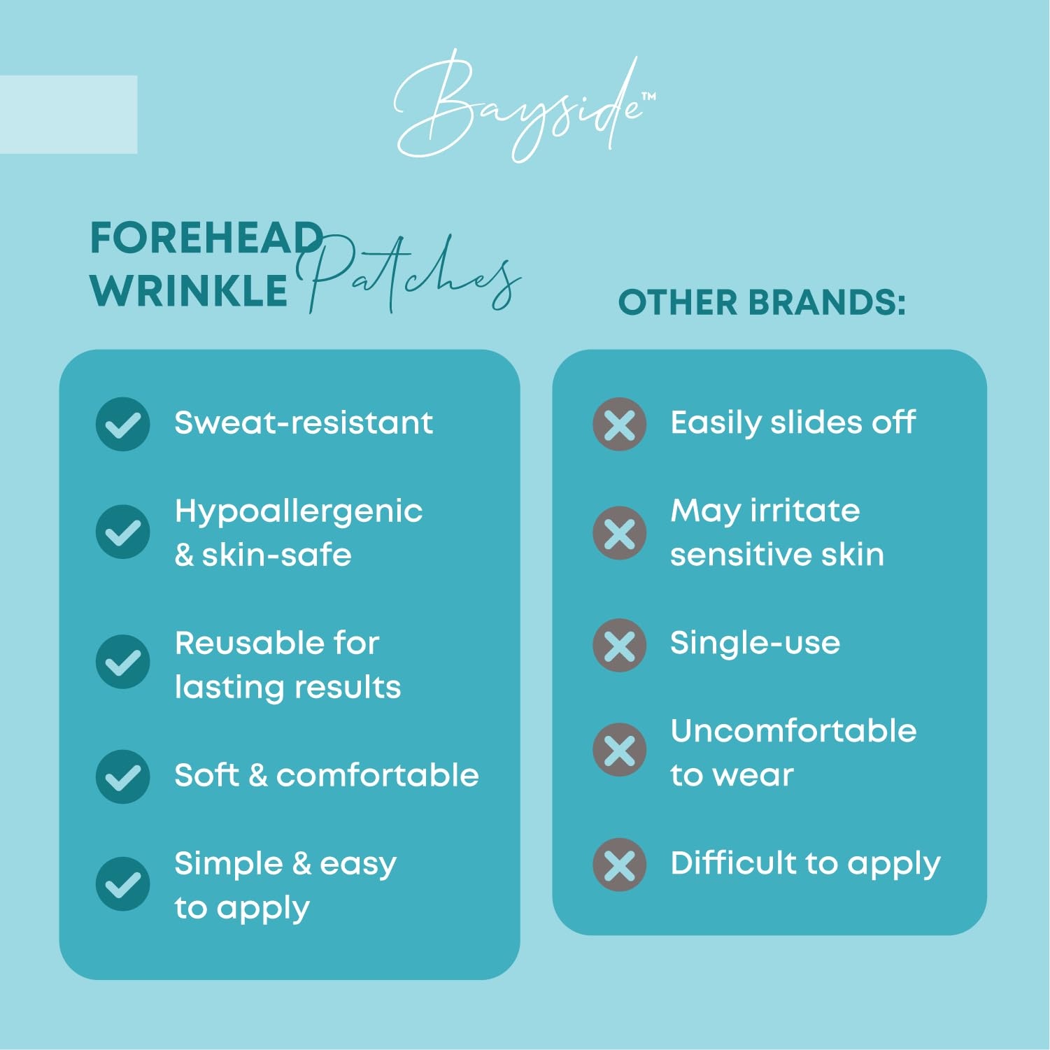 Authentic USA imported Bayside forehead wrinkle patch with storage container for travel