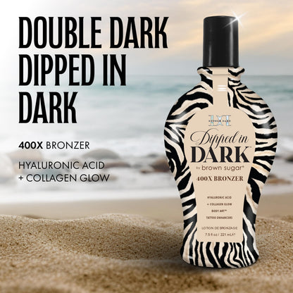 Brown Sugar Dipped in Dark tanning lotion branding details