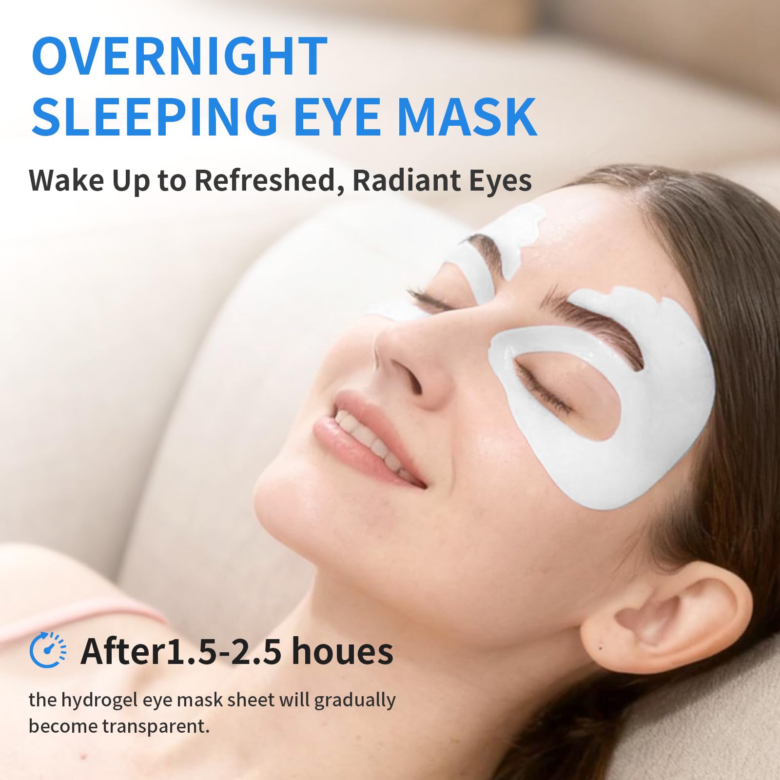 SPODARE Happy Blue variant eye mask box detailing the main anti-aging and anti-puffiness benefits.