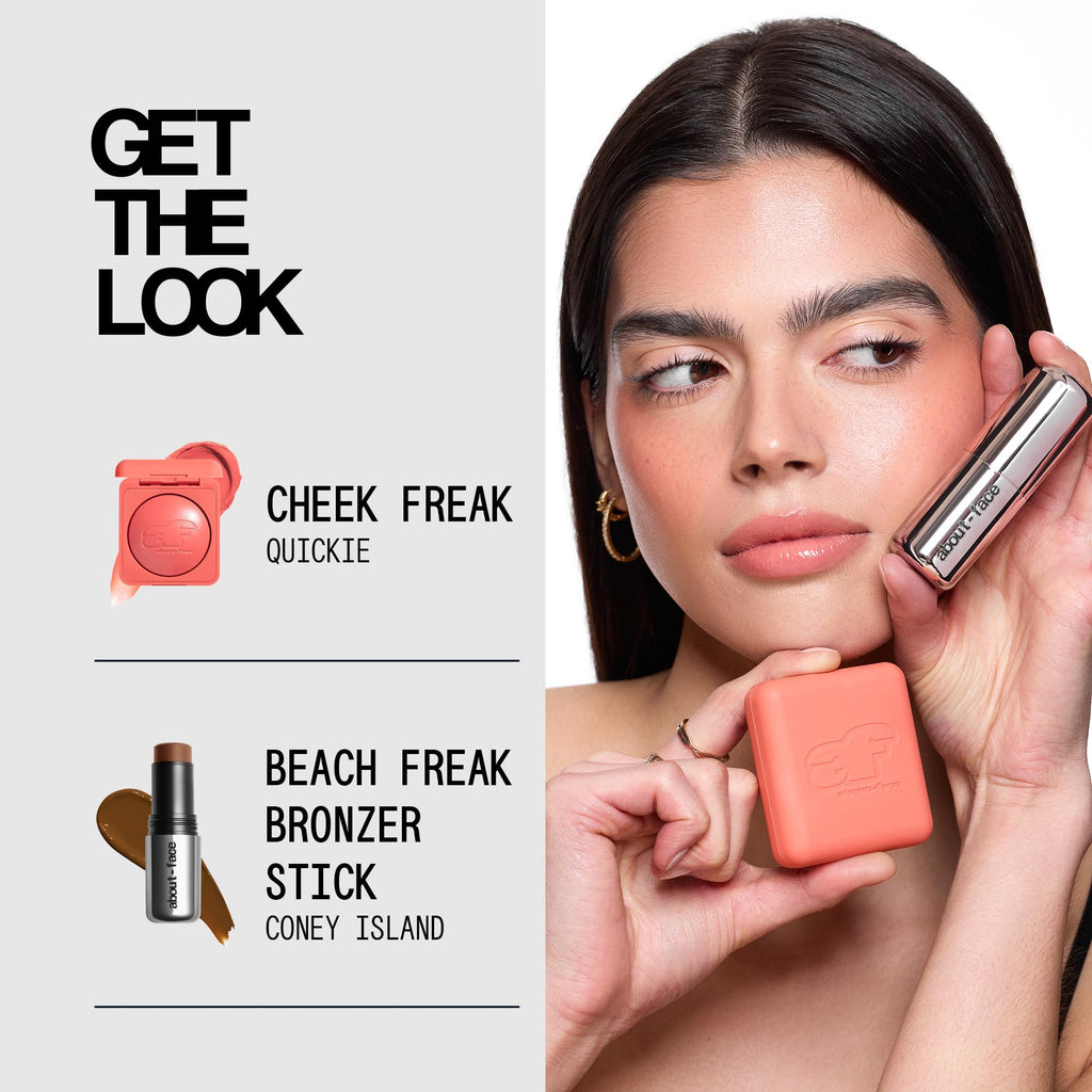 About-Face Beach Freak Bronzer Stick displayed with outer box packaging.