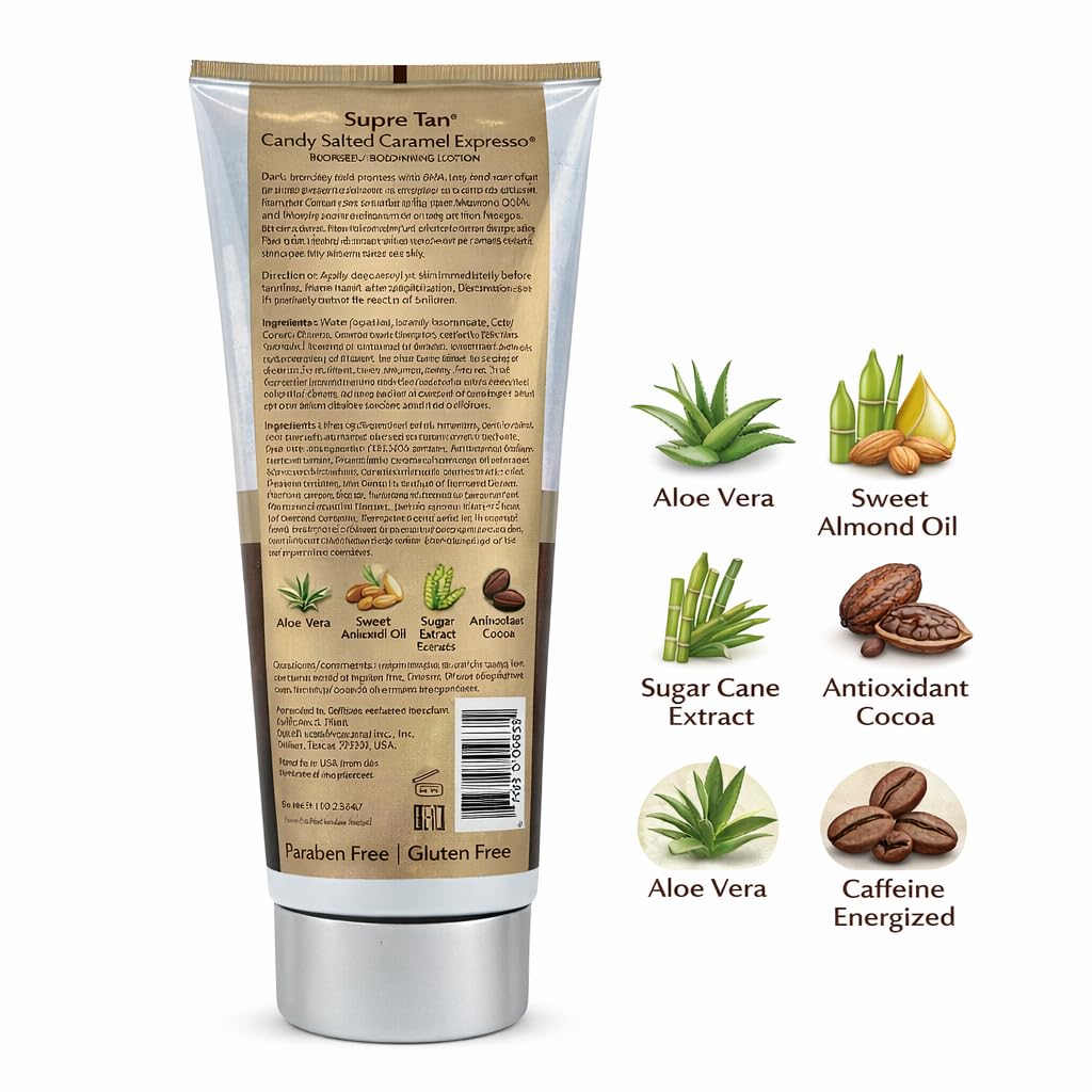 Supre Tan Candy Salted Caramel Espresso tanning lotion application demo