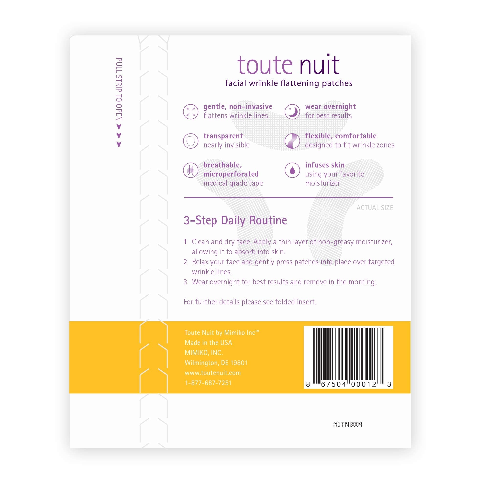Toute Nuit hypoallergenic wrinkle patches 48 count pack