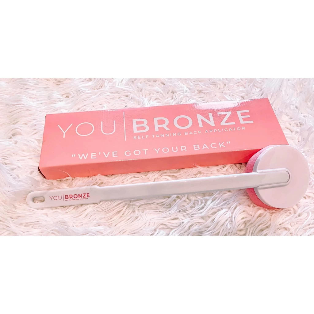 You Bronze back applicator lifestyle display showing complete tanning accessory.