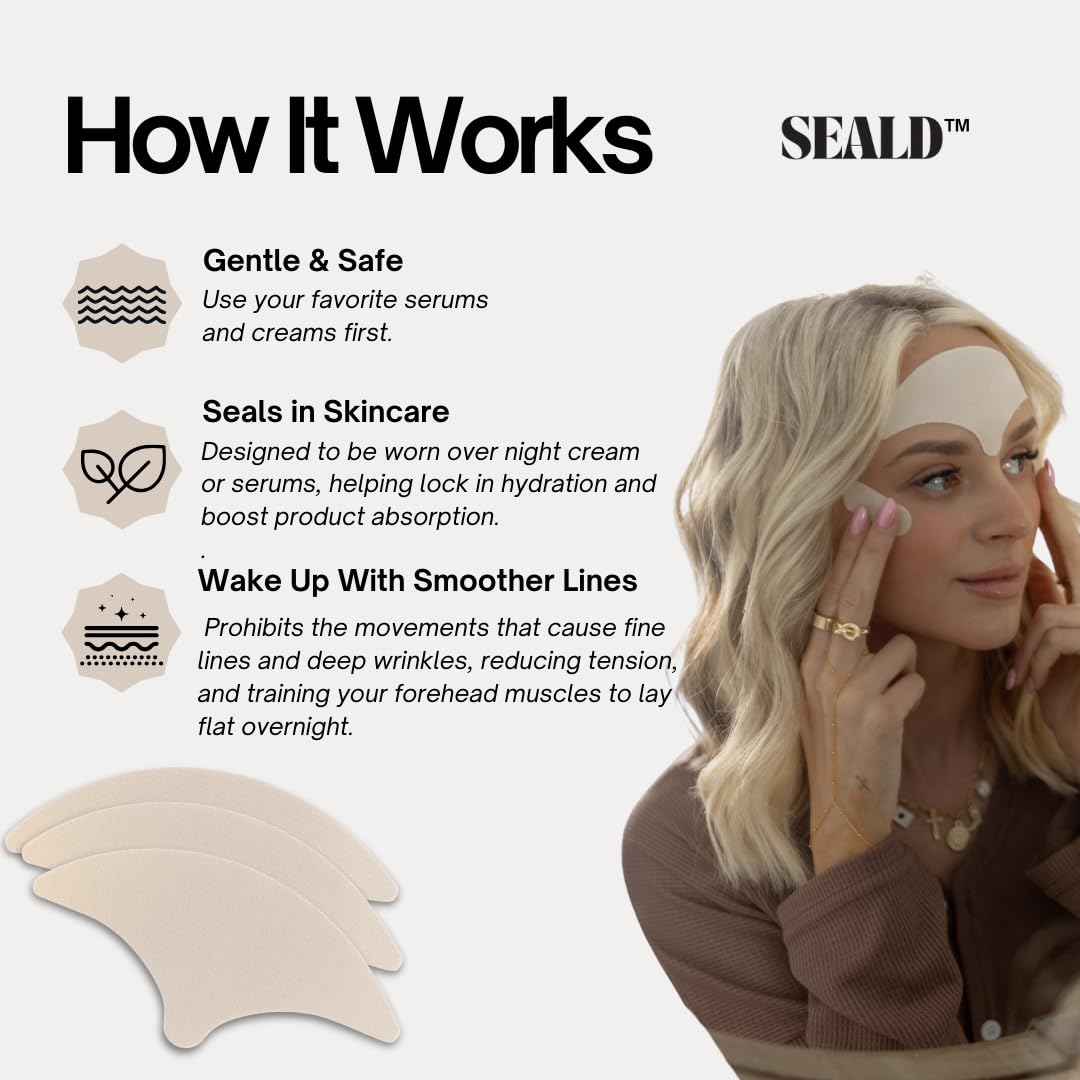 SEALD Forehead Tape clear wrinkle patches for overnight anti-aging skincare.