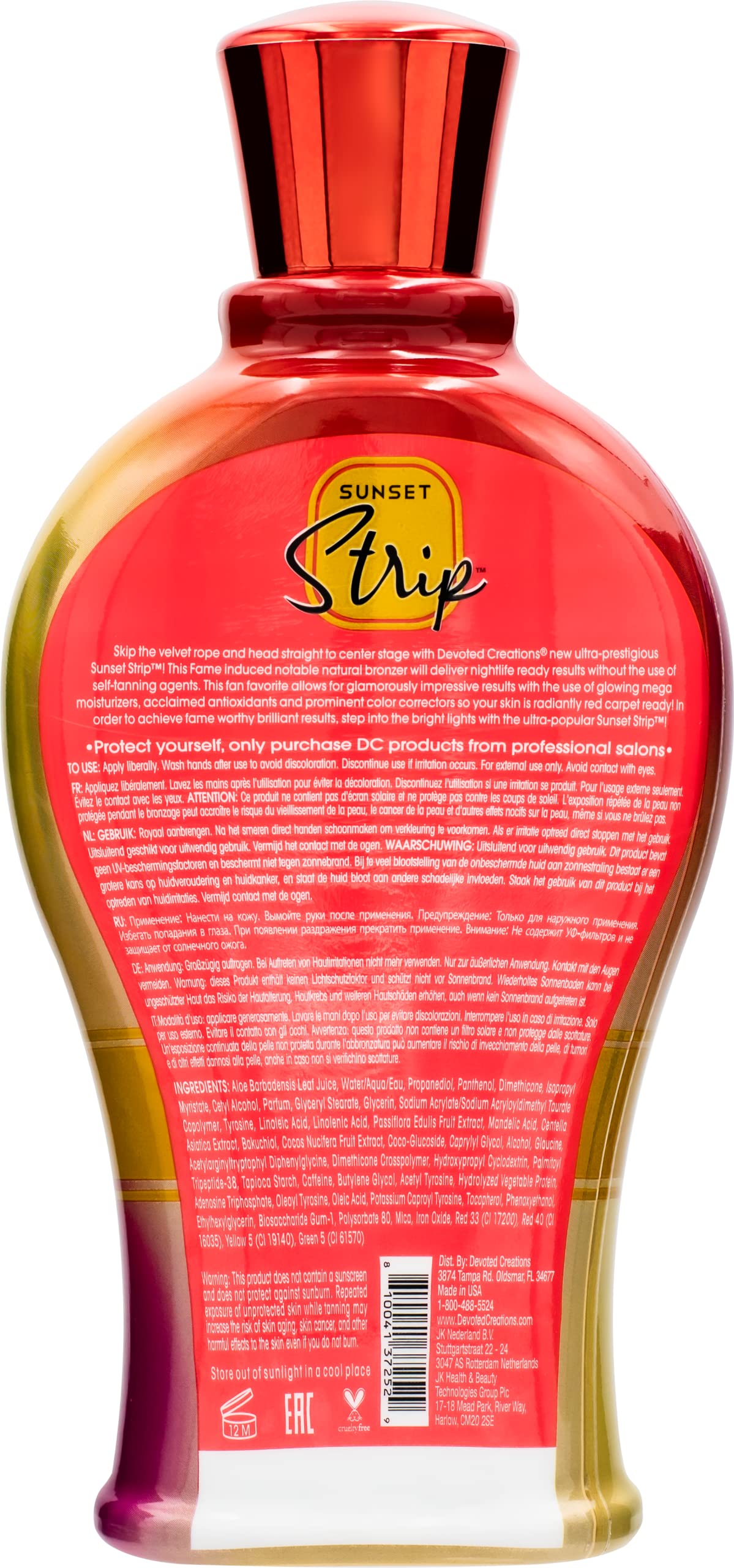 Devoted Creations Sunset Strip DHA free bronzing elixir premium skincare cream packaging details