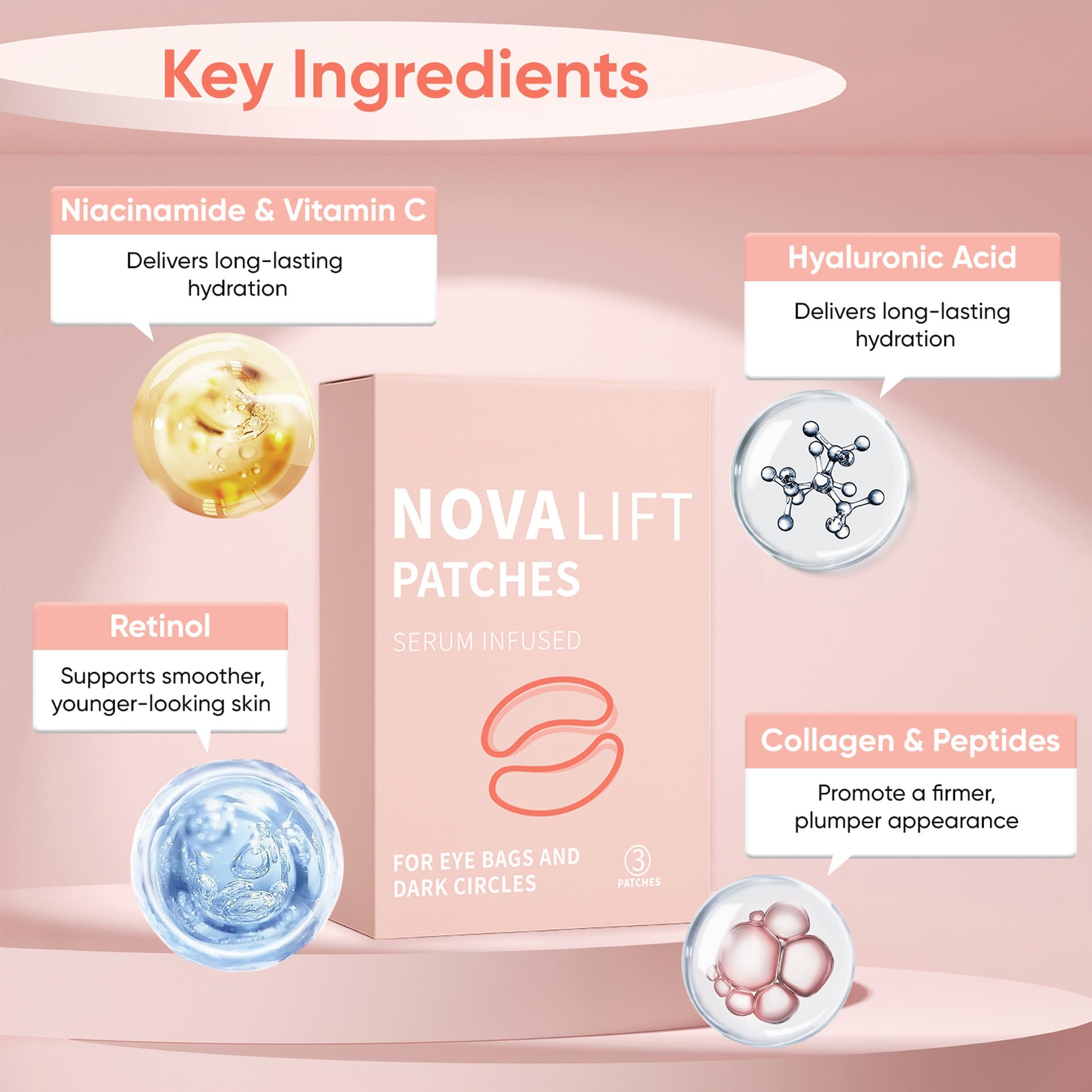 Novalift under eye patches close up showing the micro dart texture.