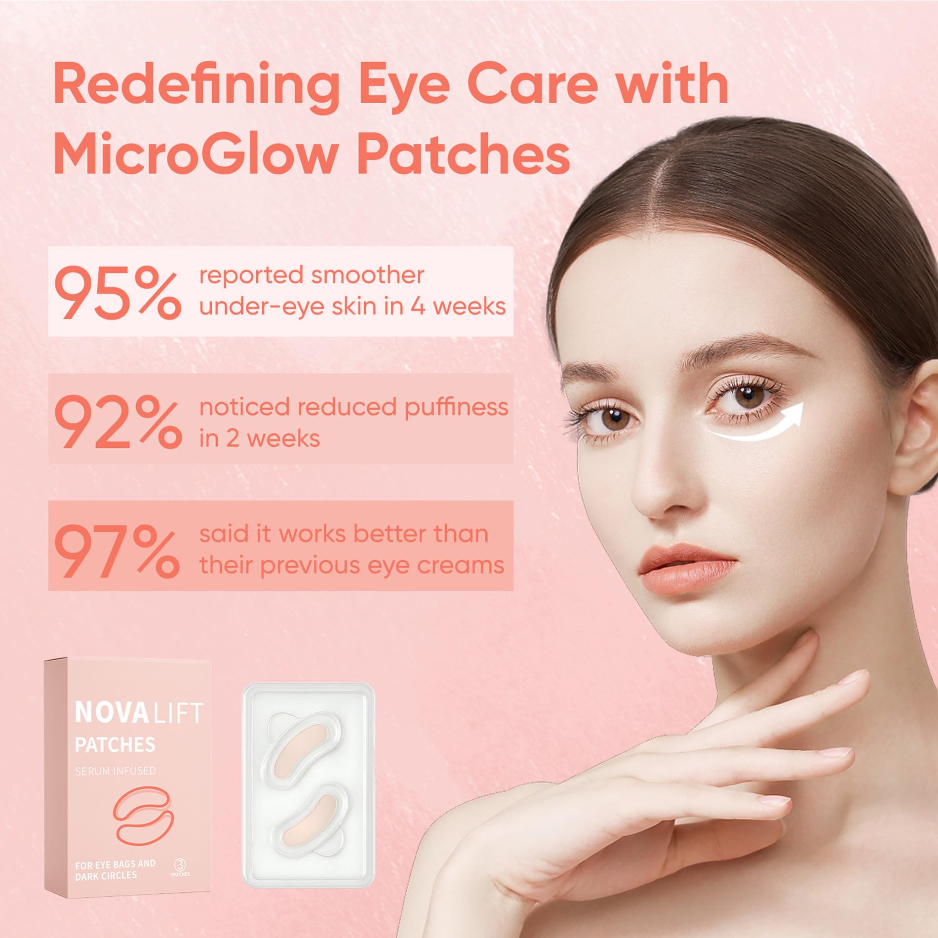 Novalift microneedle skincare treatment box showing three pairs of patches.