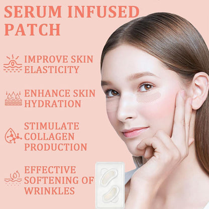Novalift anti ageing eye patches highlighting the dissolving serum technology.