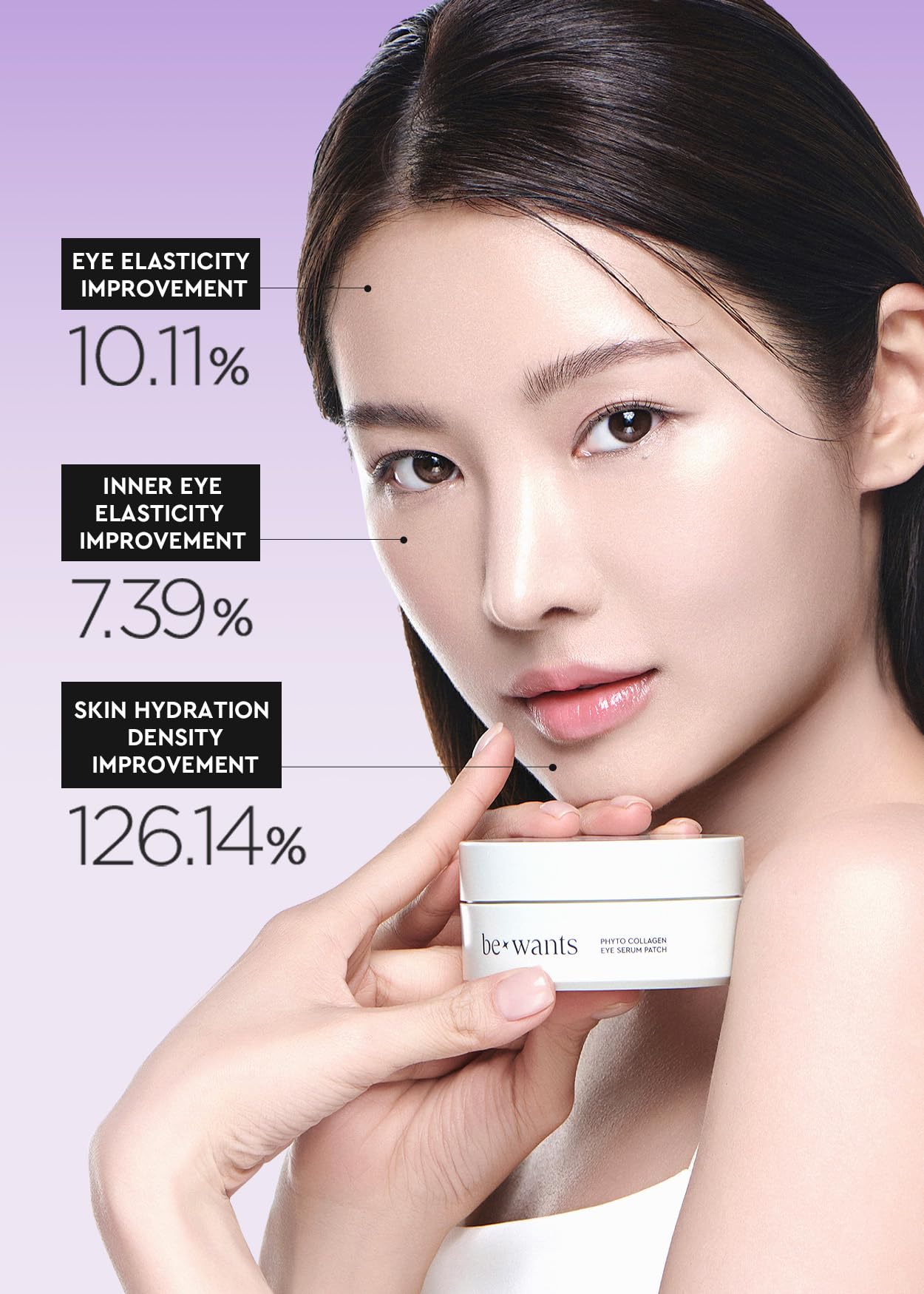 BE+WANTS vegan collagen under-eye mask packaging box and container