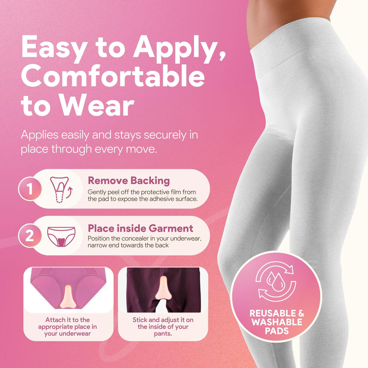 Lumoria smooth coverage silicone pads for leggings