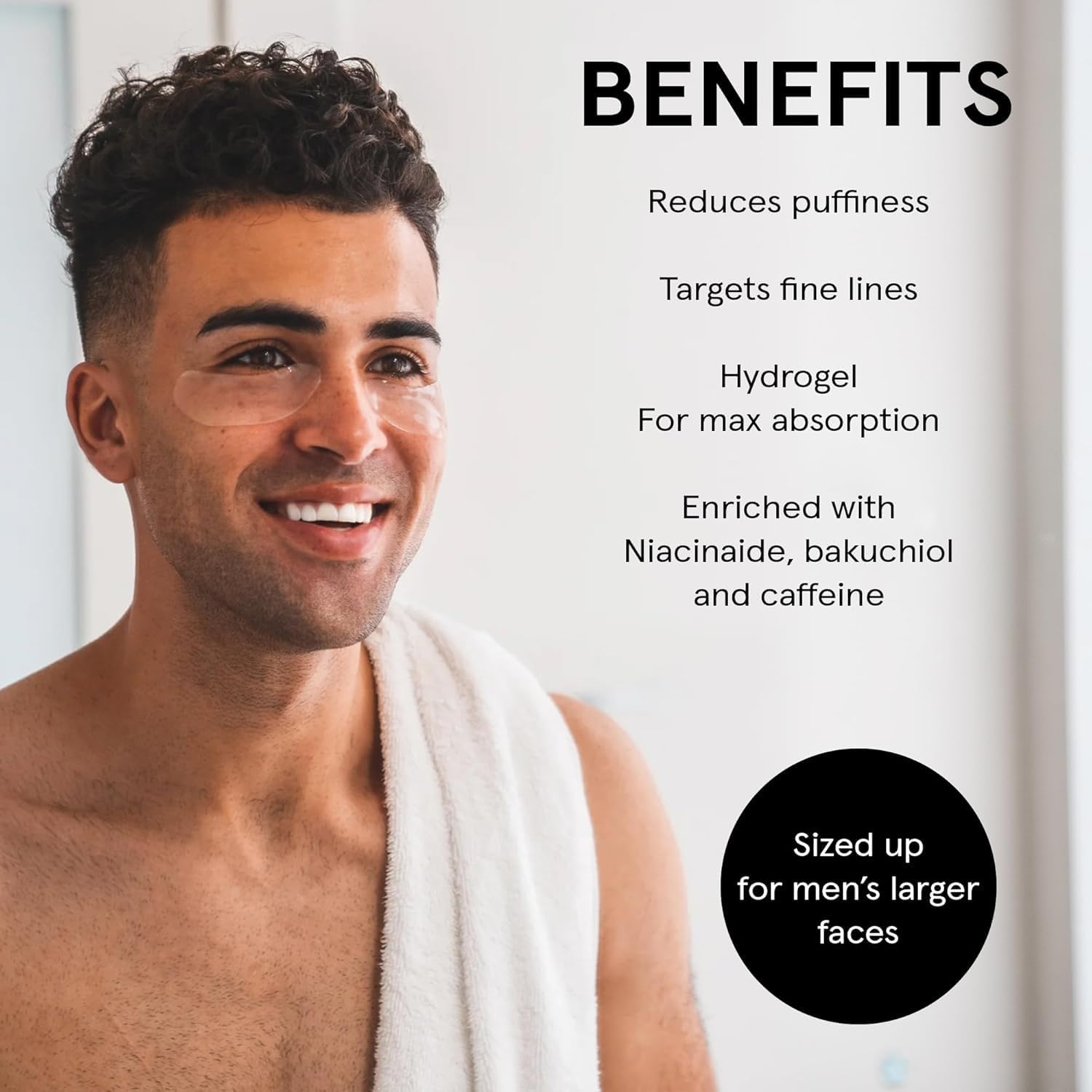 Premium hydrogel under eye masks with bakuchiol and caffeine