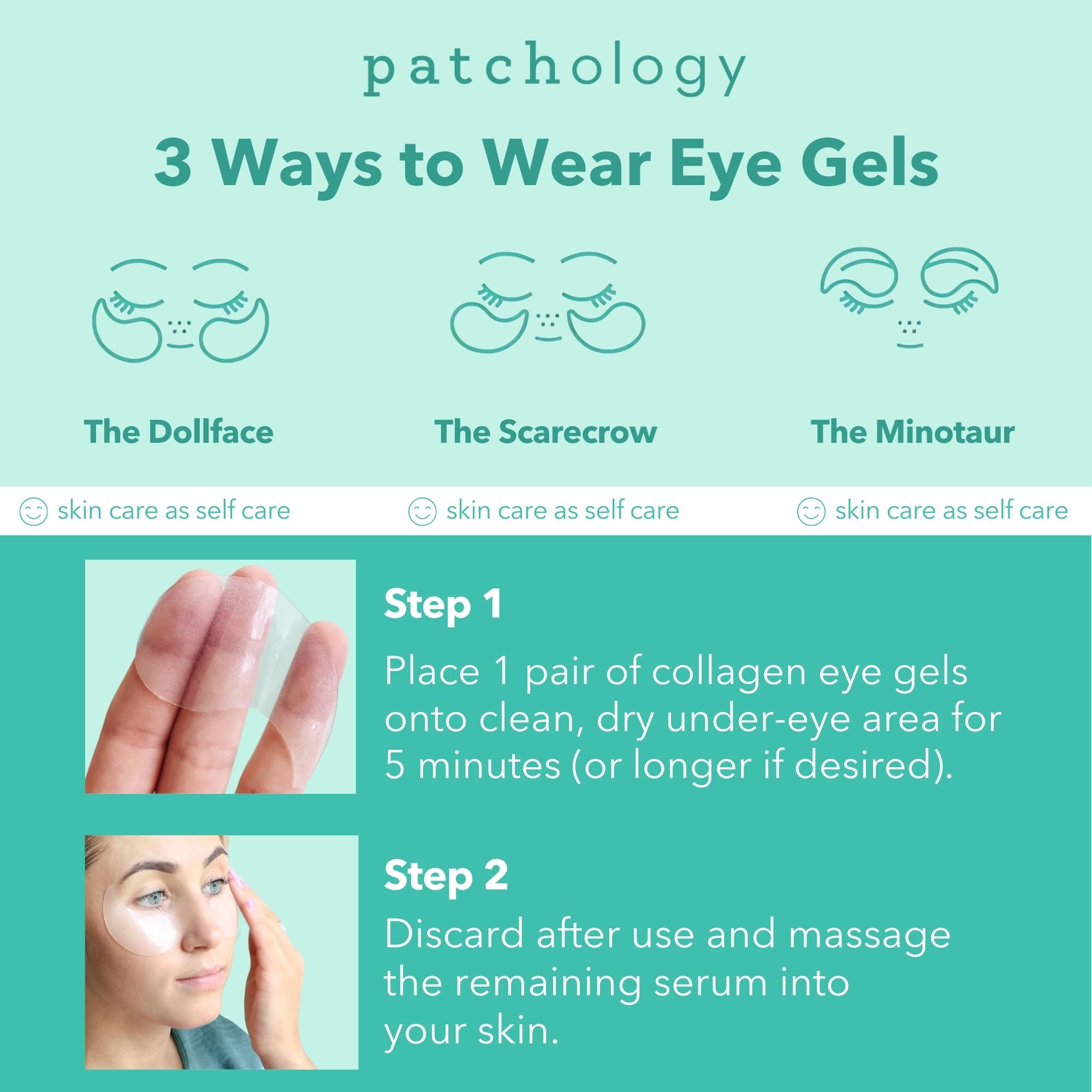 Close up of Patchology hydrogel eye mask texture and ingredients