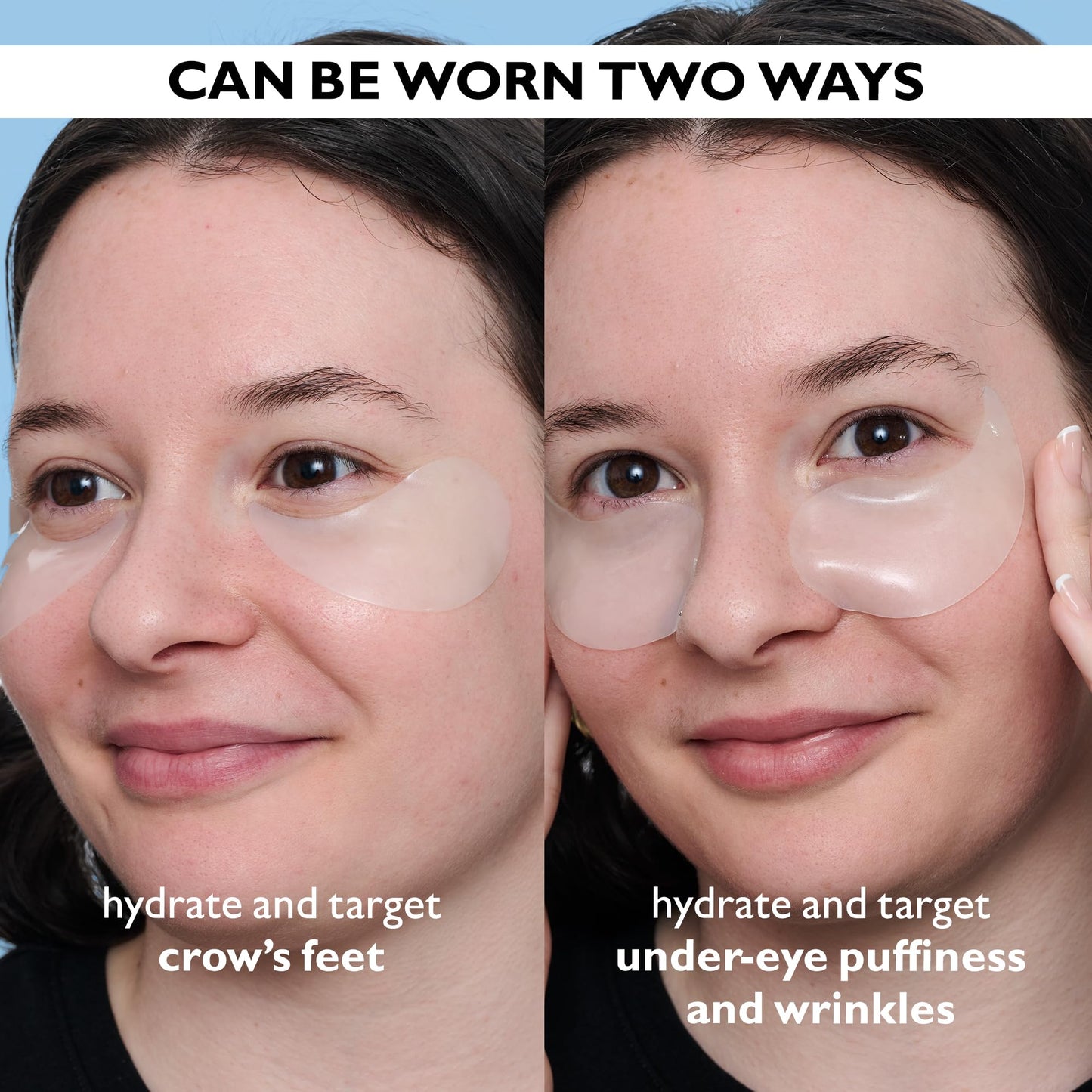 Close up texture of blue hydrating eye gel patches