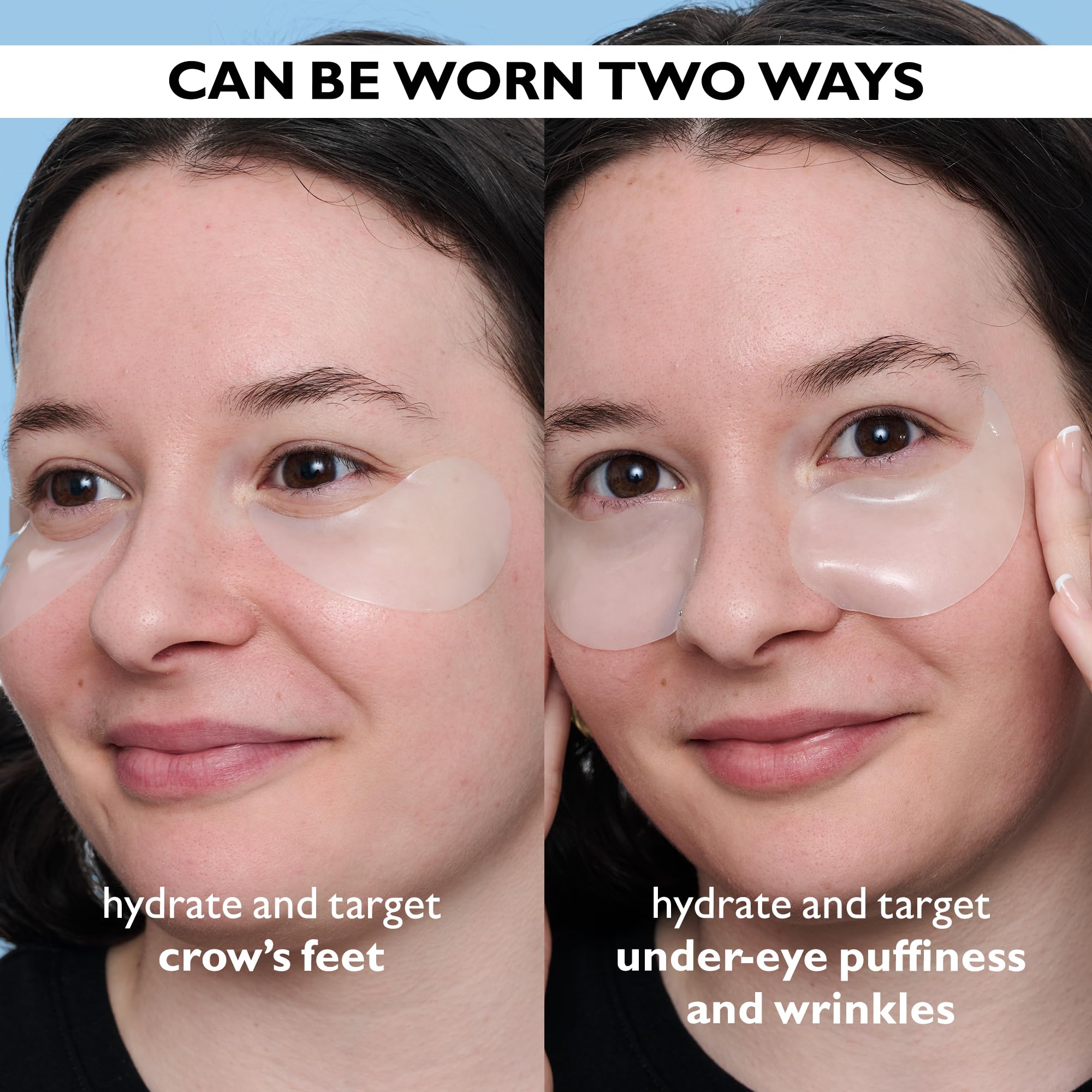 Close up texture of blue hydrating eye gel patches