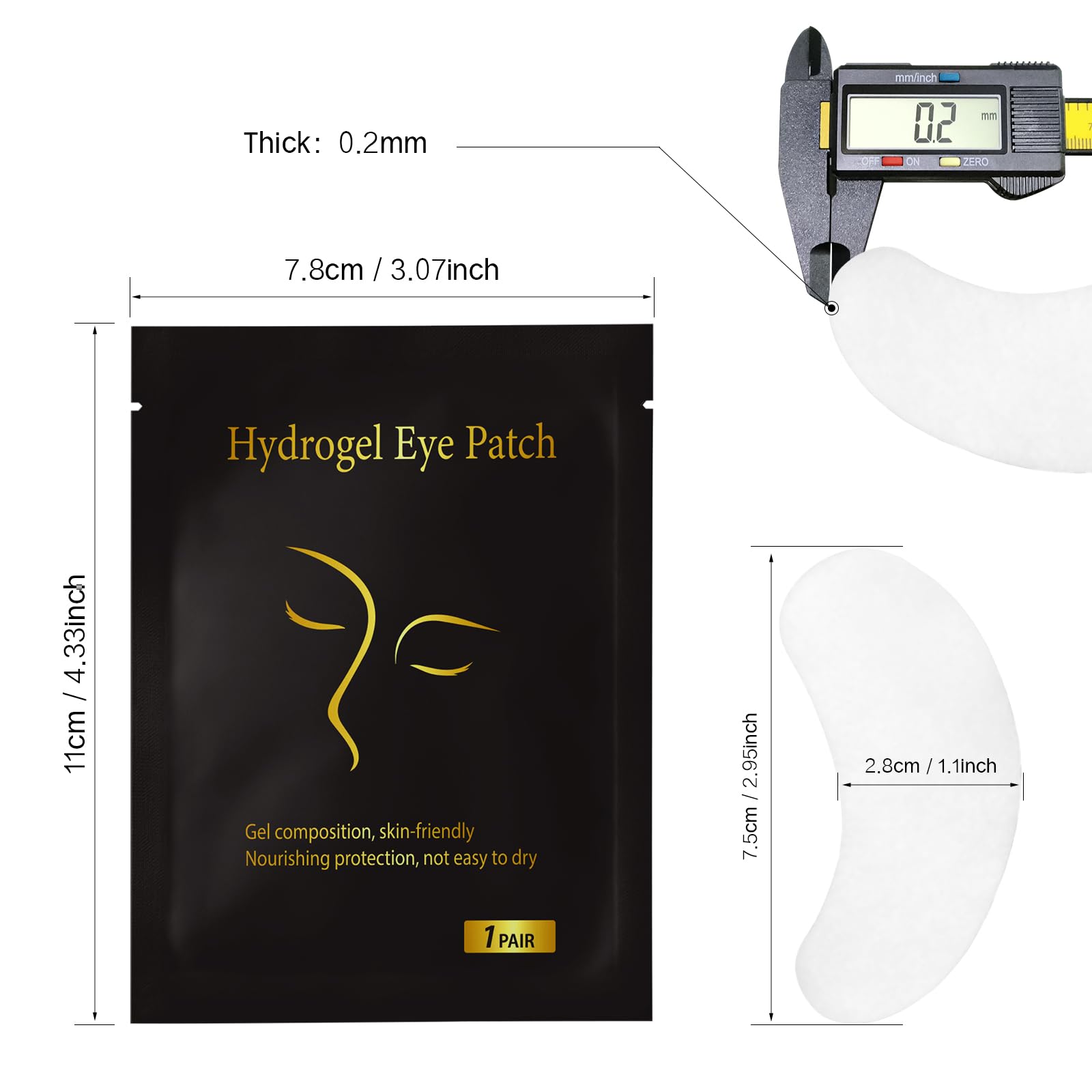 Individually foil wrapped black packaging pairs of Vaincre eye gel patches.