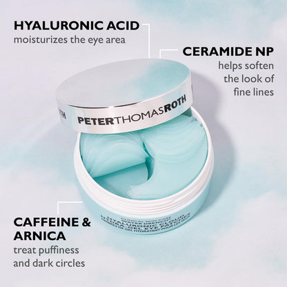 Back label of Peter Thomas Roth eye patches with ingredient list
