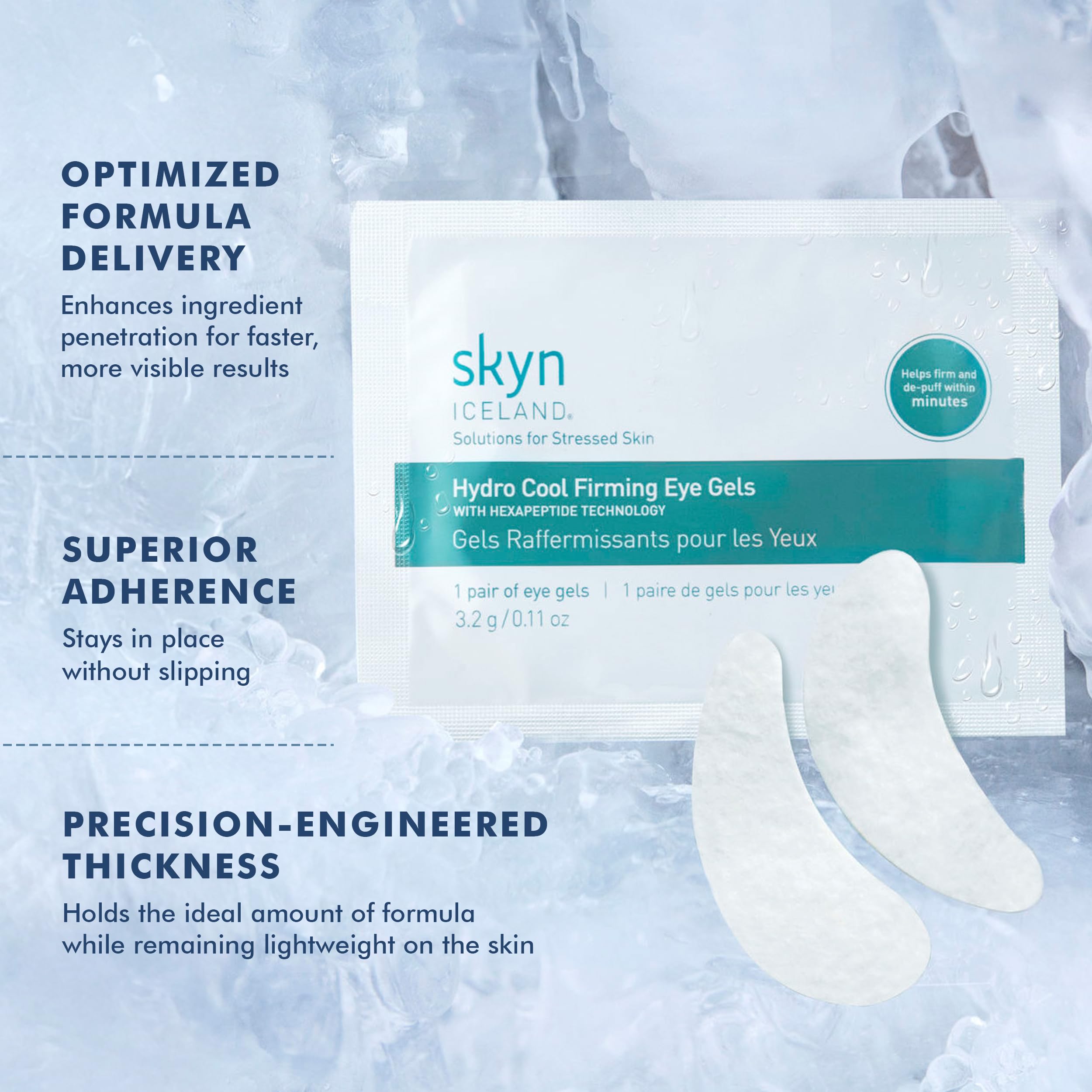 Skyn Iceland eye gels inside open box with individual pouches