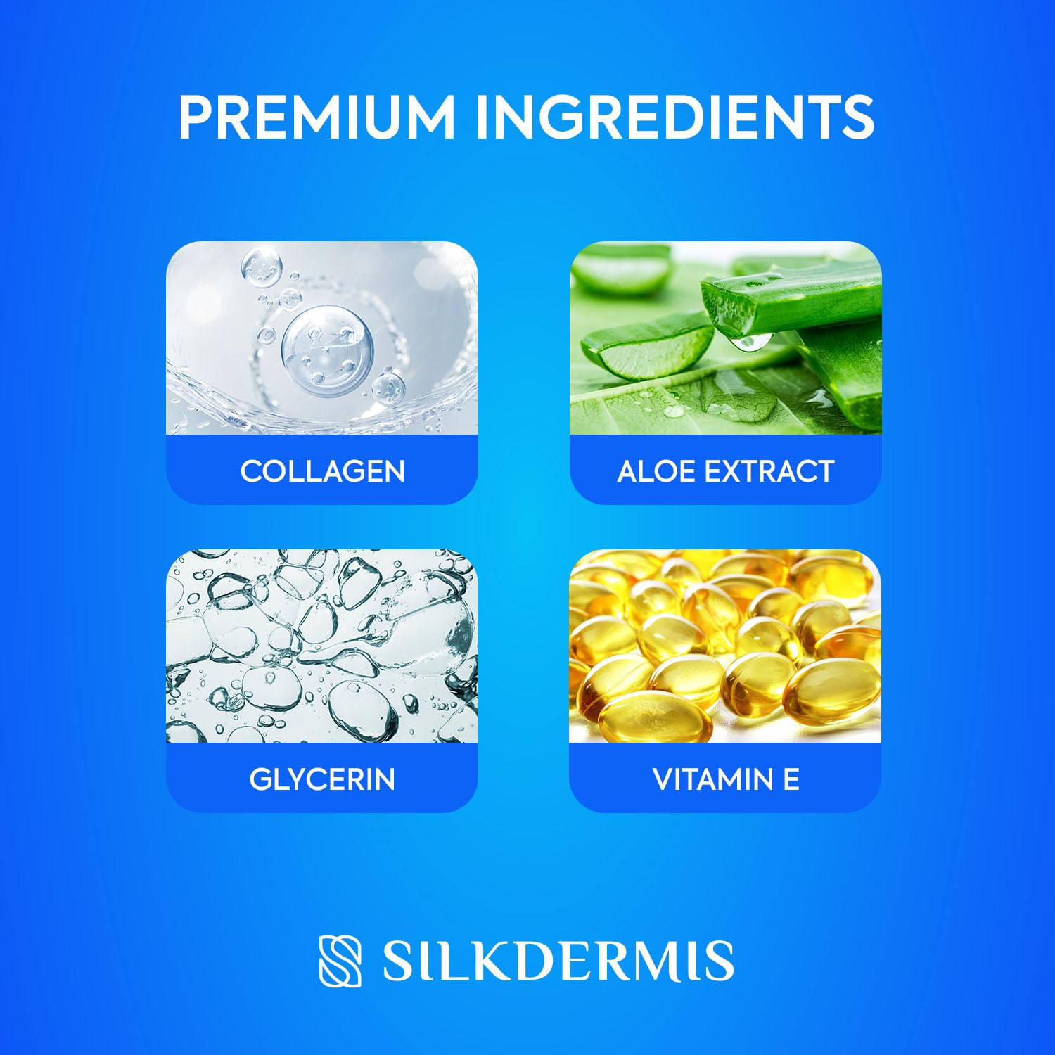 Silkdermis twelve count box containing premium imported skincare patches with aloe vera and collagen.