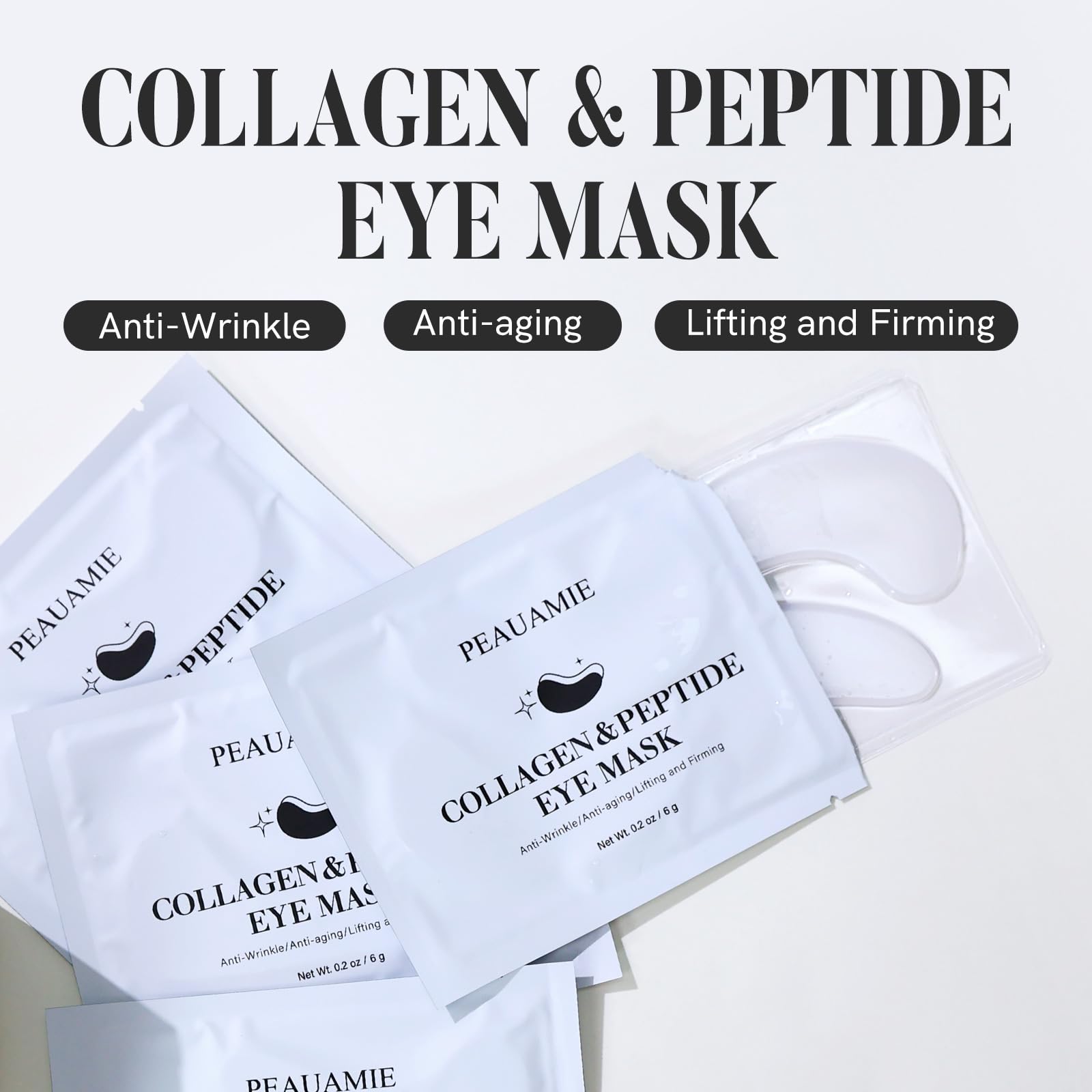 PEAUAMIE collagen eye patches individual pouches for dark circles treatment