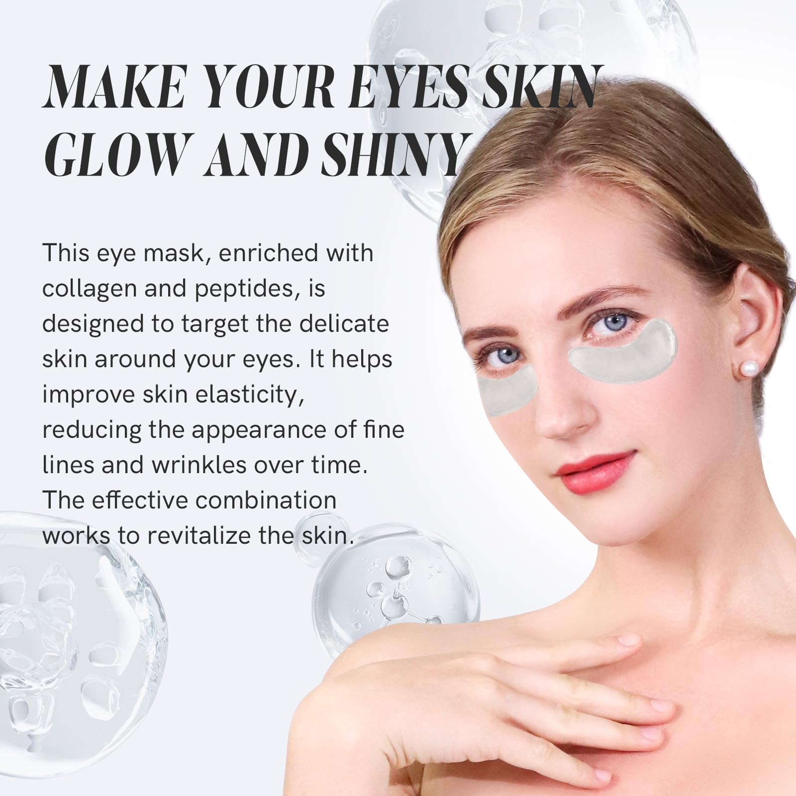 PEAUAMIE peptide eye mask hydrogel patches application view for puffiness reduction