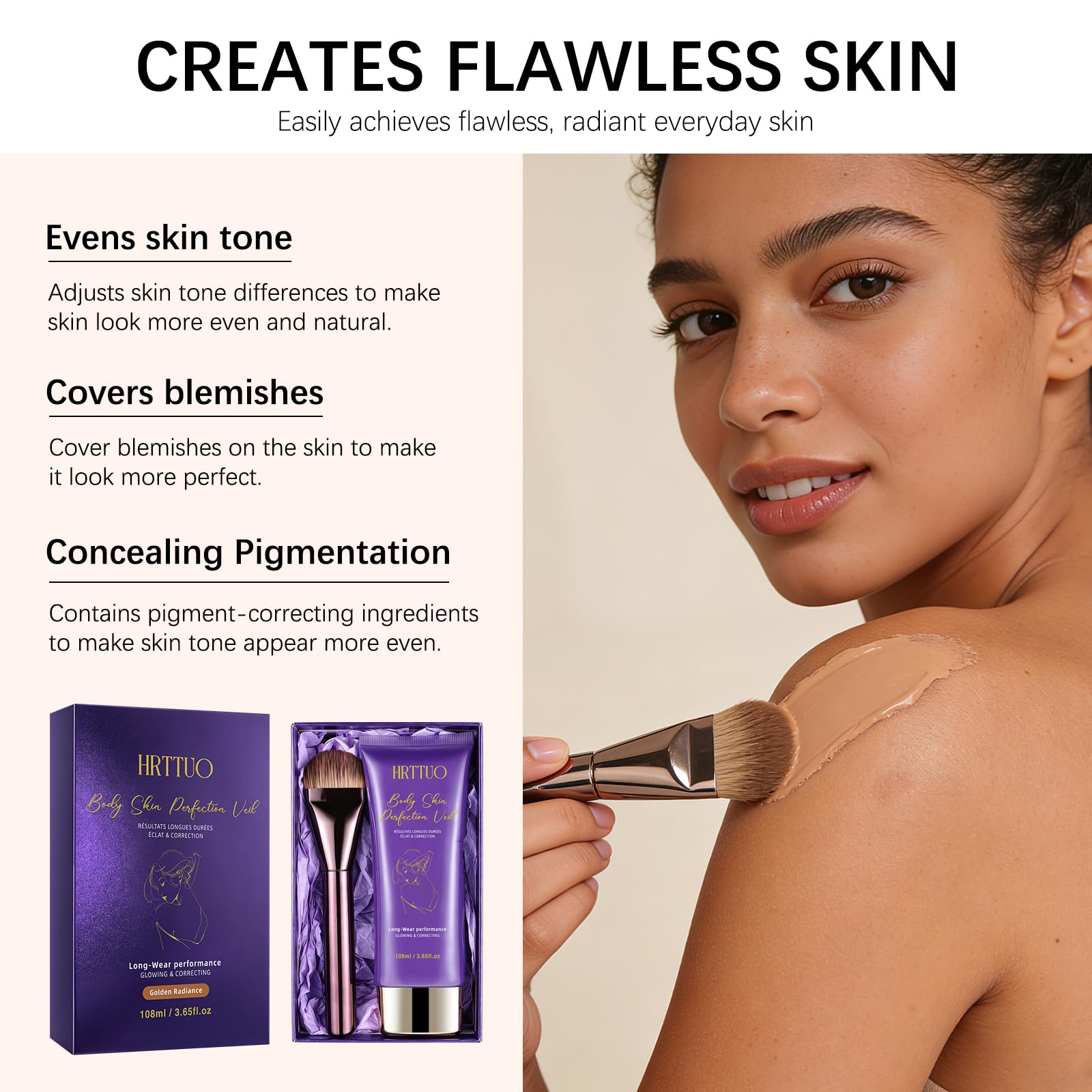 Model applying Hrttuo waterproof leg makeup