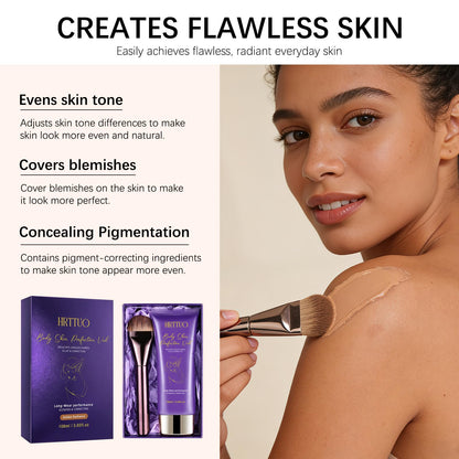 Model applying Hrttuo waterproof leg makeup