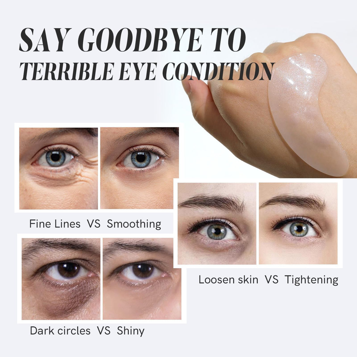 Application demonstration of Peauamie under eye patches on face