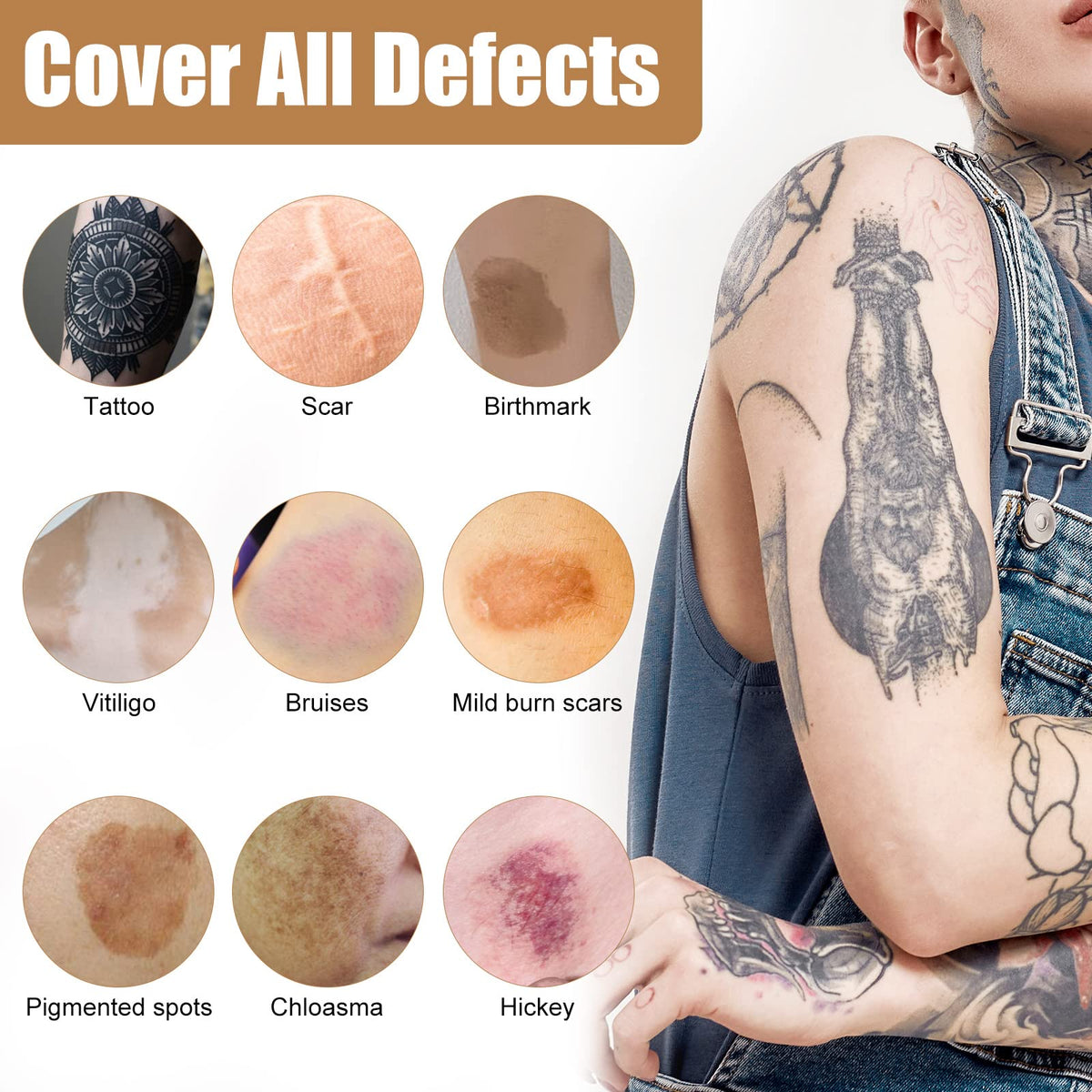 EXVITAMIN Yakitoko tattoo concealer open pots displaying light and dark mixing shades